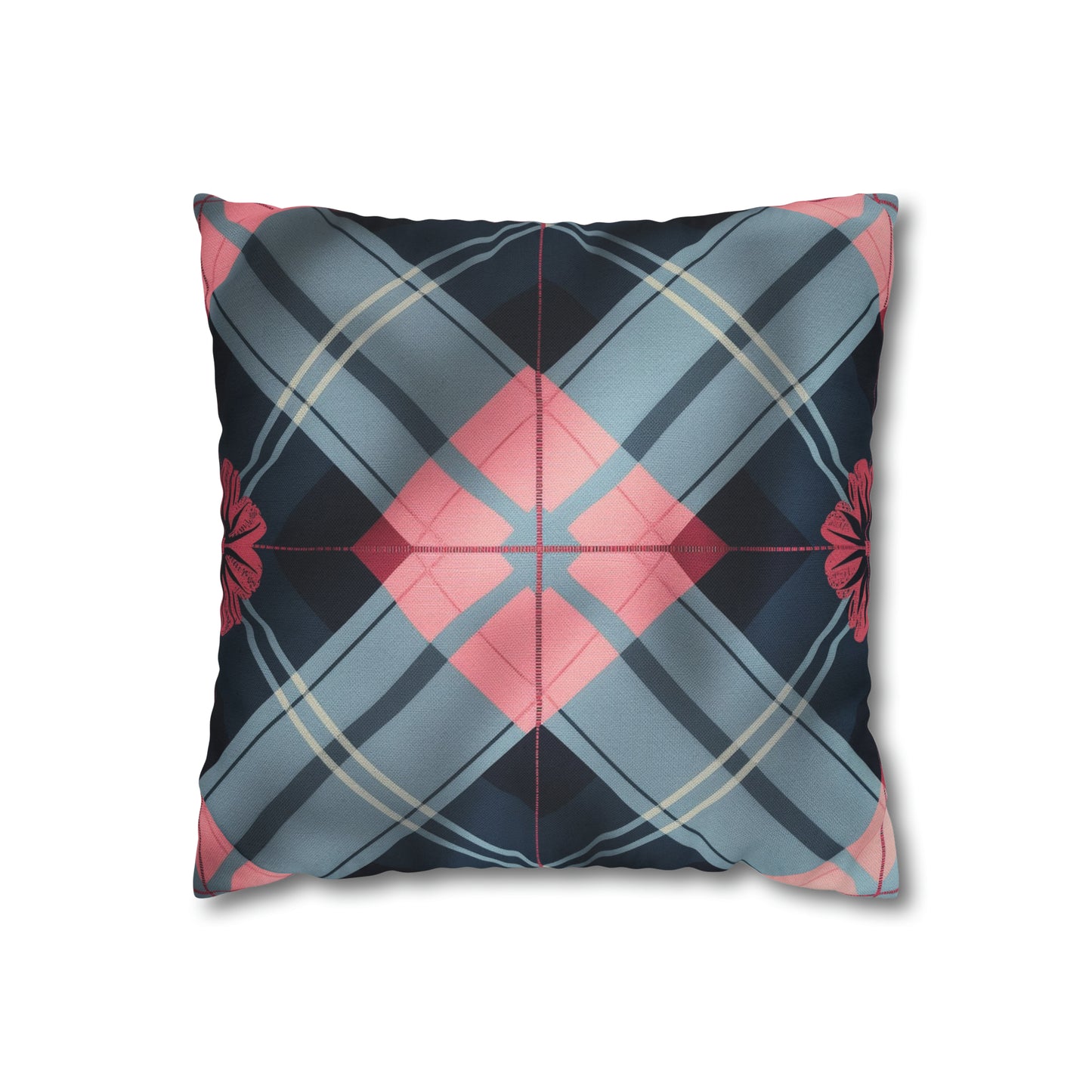 Spun Polyester Square Pillow Blue Pink