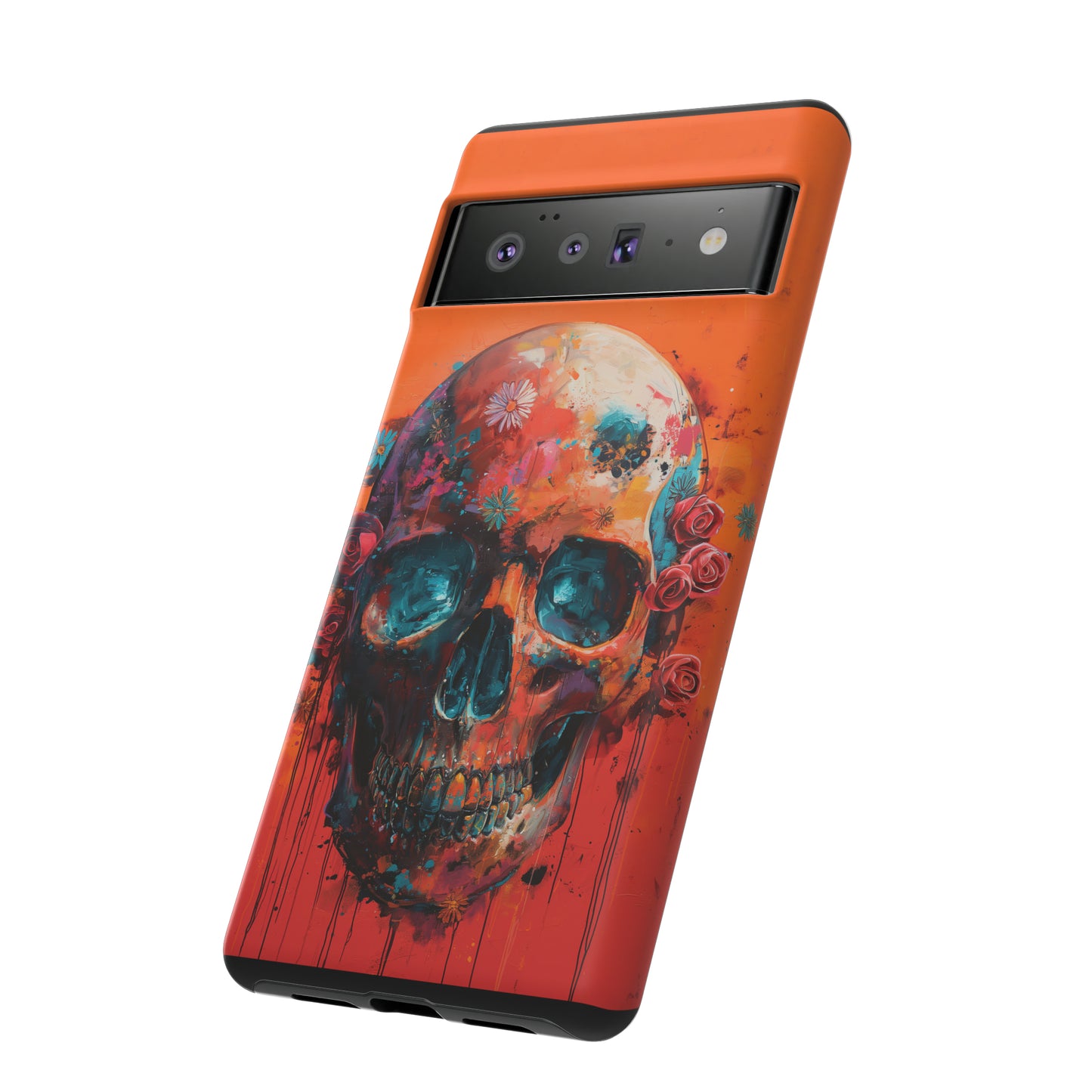 Tough Phone Case Orange Skull