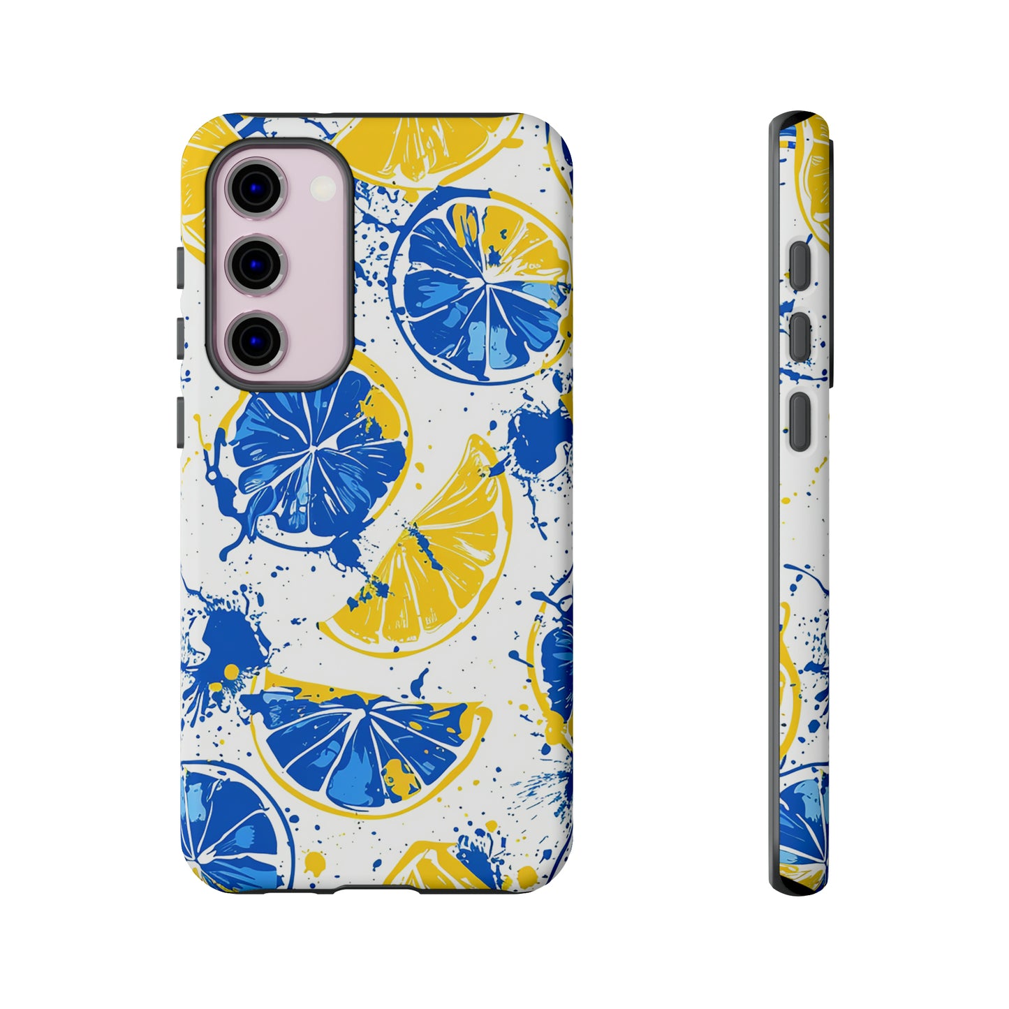 Tough Phone Case Lemon Blue and Yellow