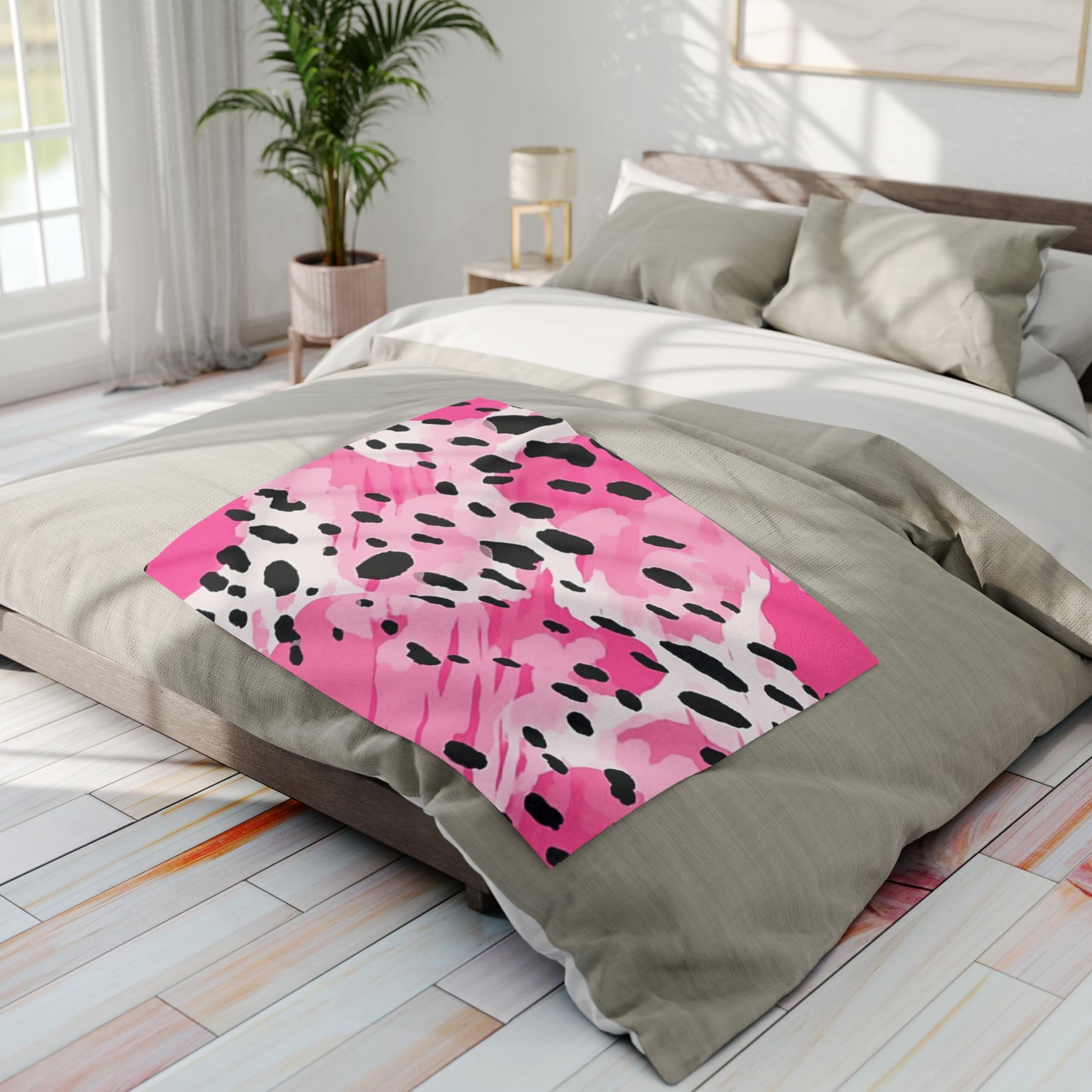 Arctic Fleece Blanket Pink Leopard Spots