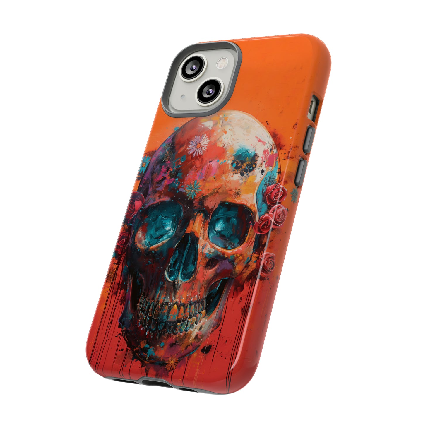 Tough Phone Case Orange Skull