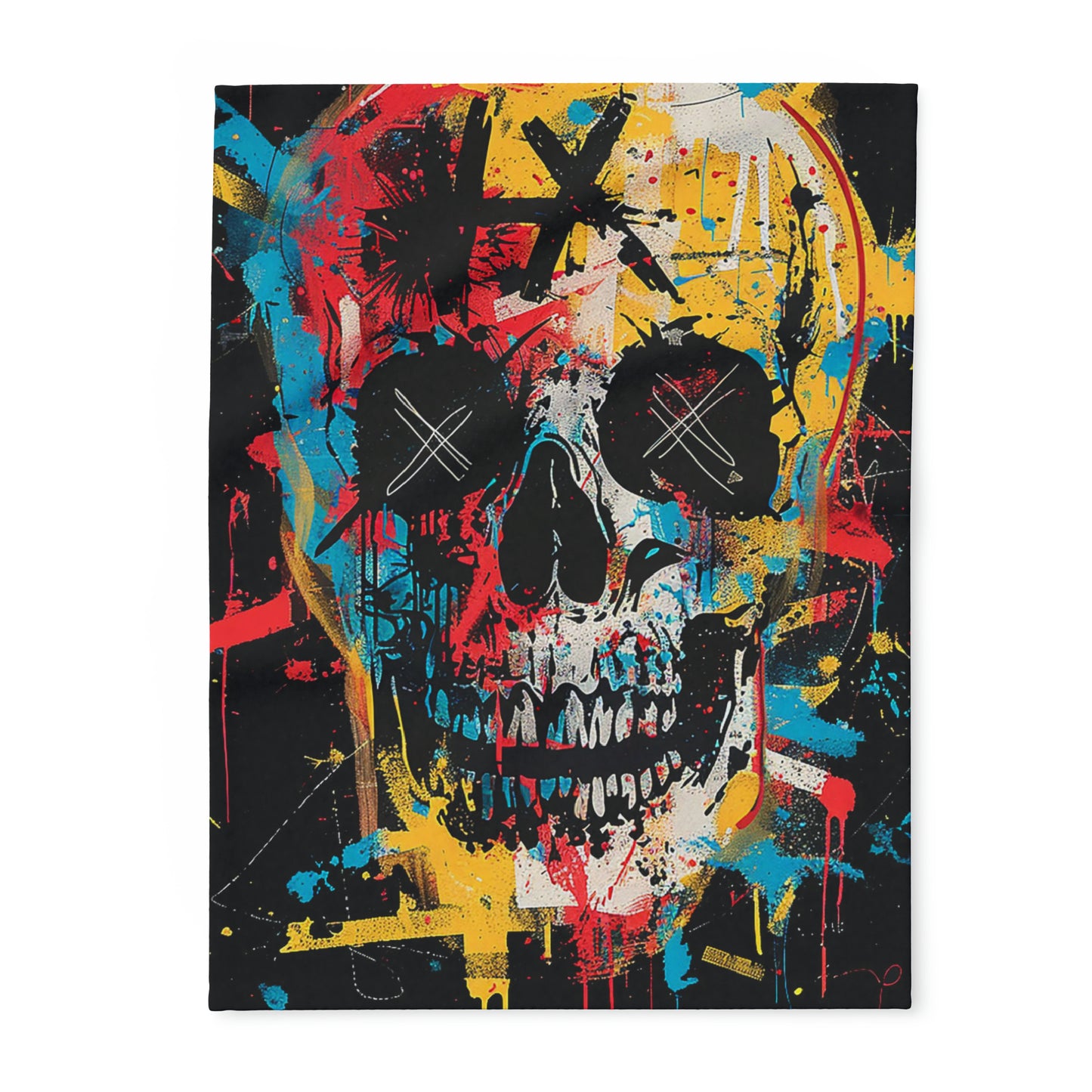 Arctic Fleece Blanket Graphic Graffiti Skull