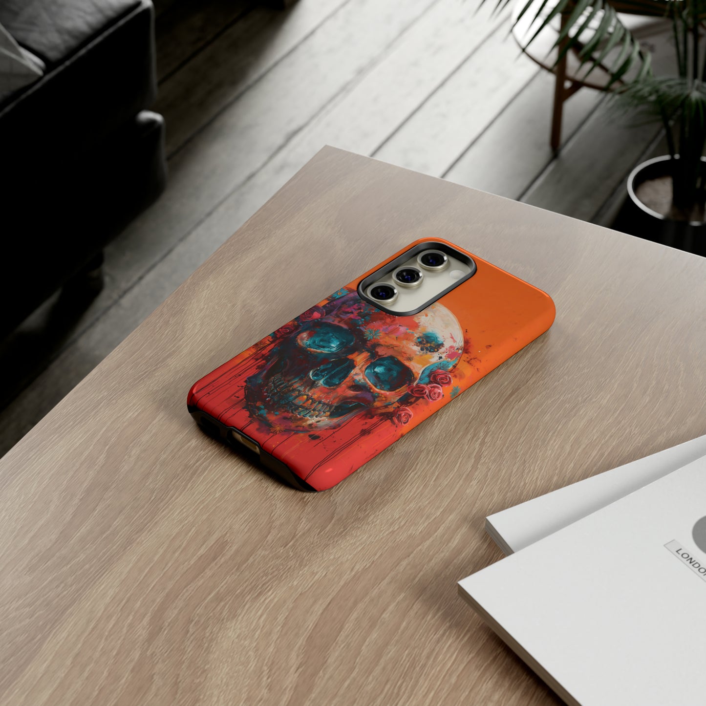 Tough Phone Case Orange Skull