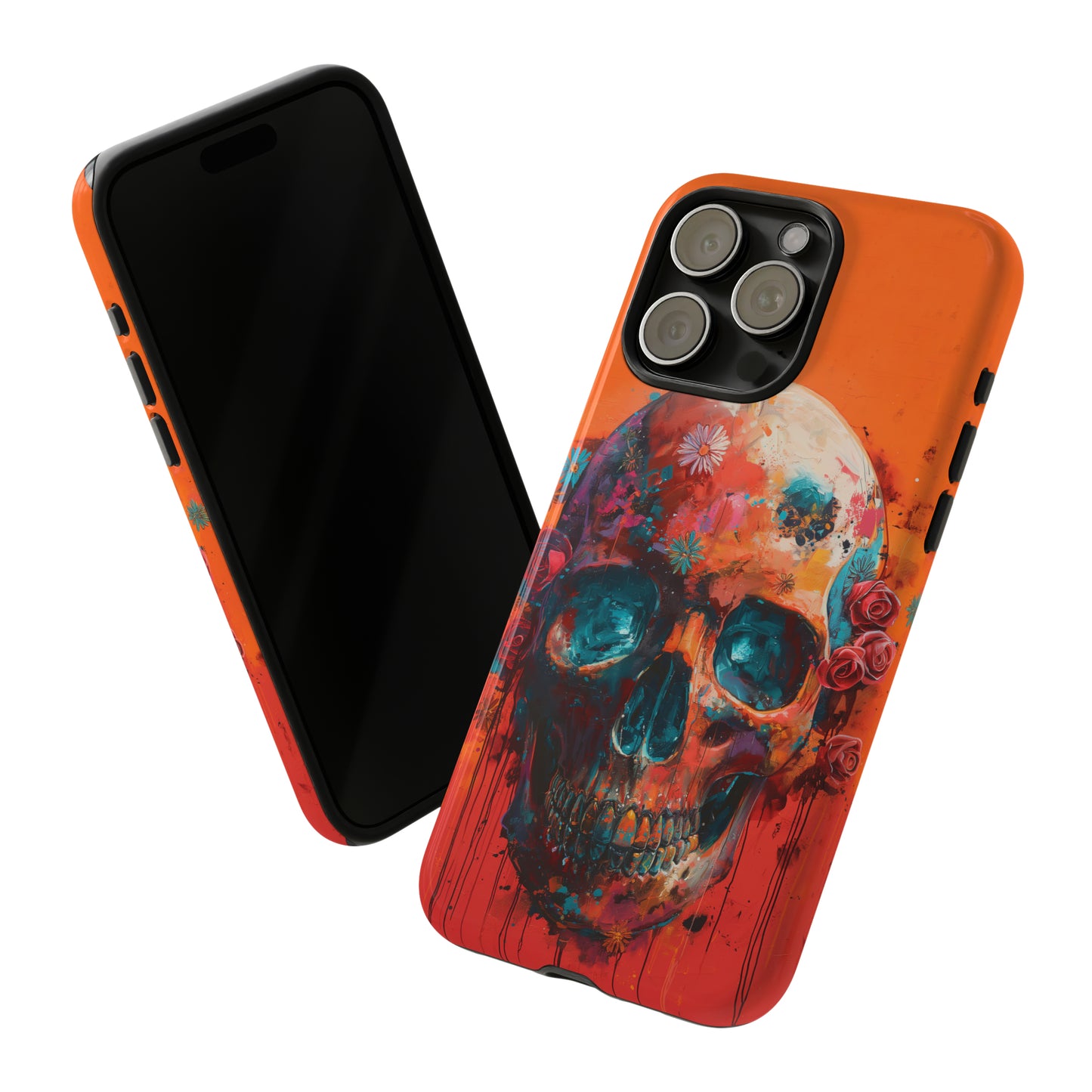 Tough Phone Case Orange Skull