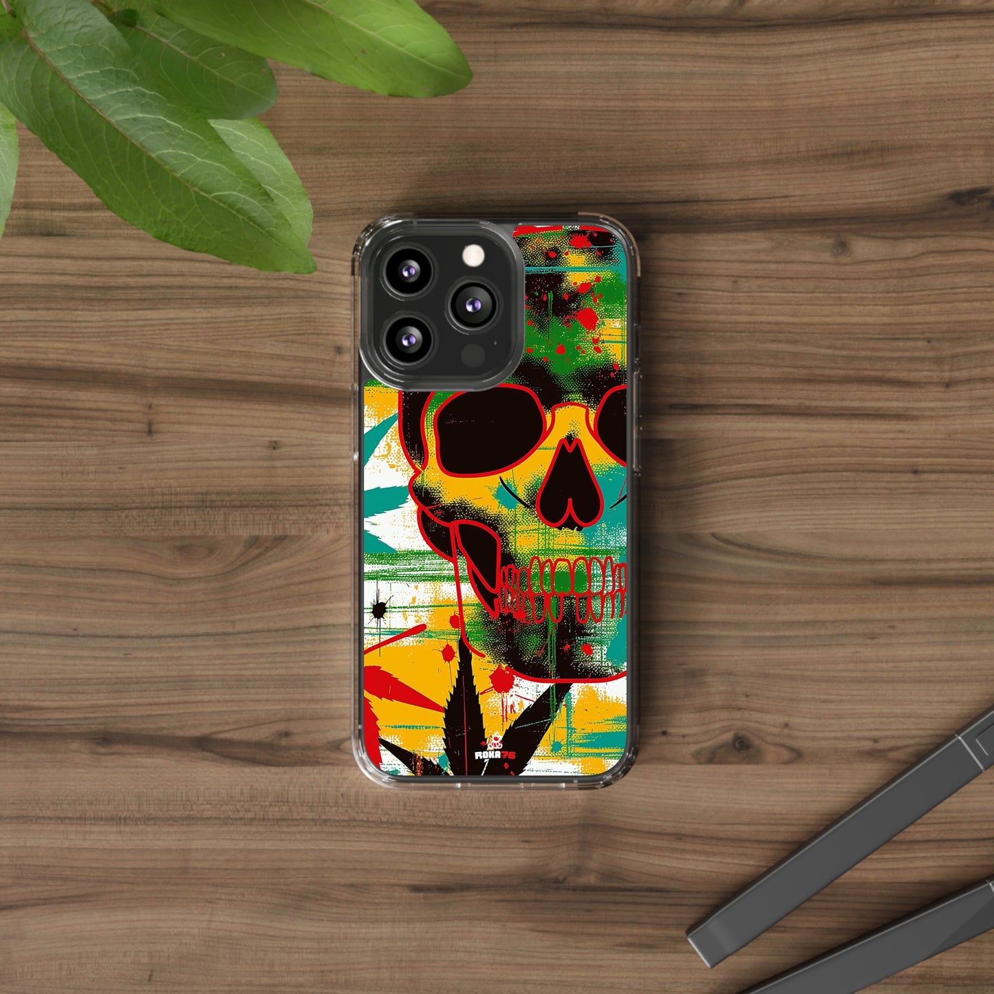 Clear Phone Cases Graphic Skull Cannabis