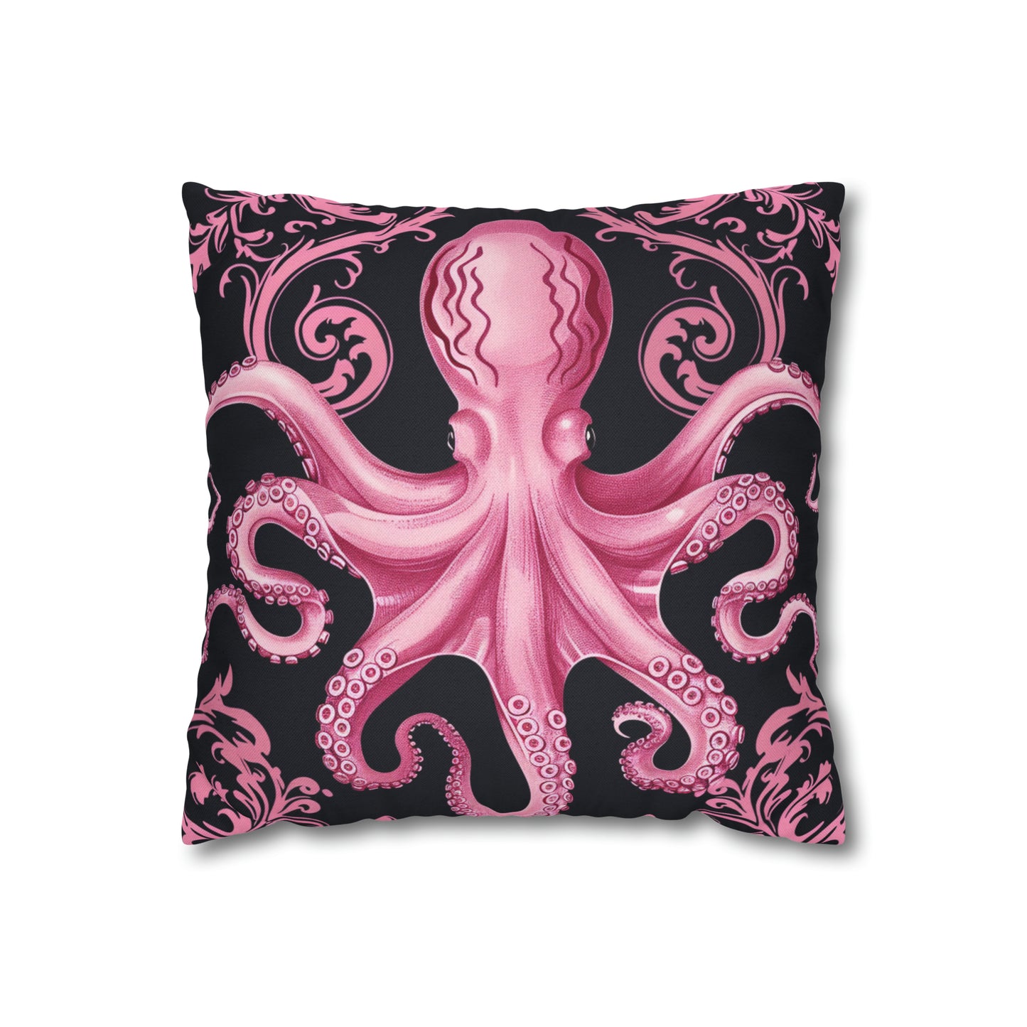 Spun Polyester Square Pillow Pink Octopus