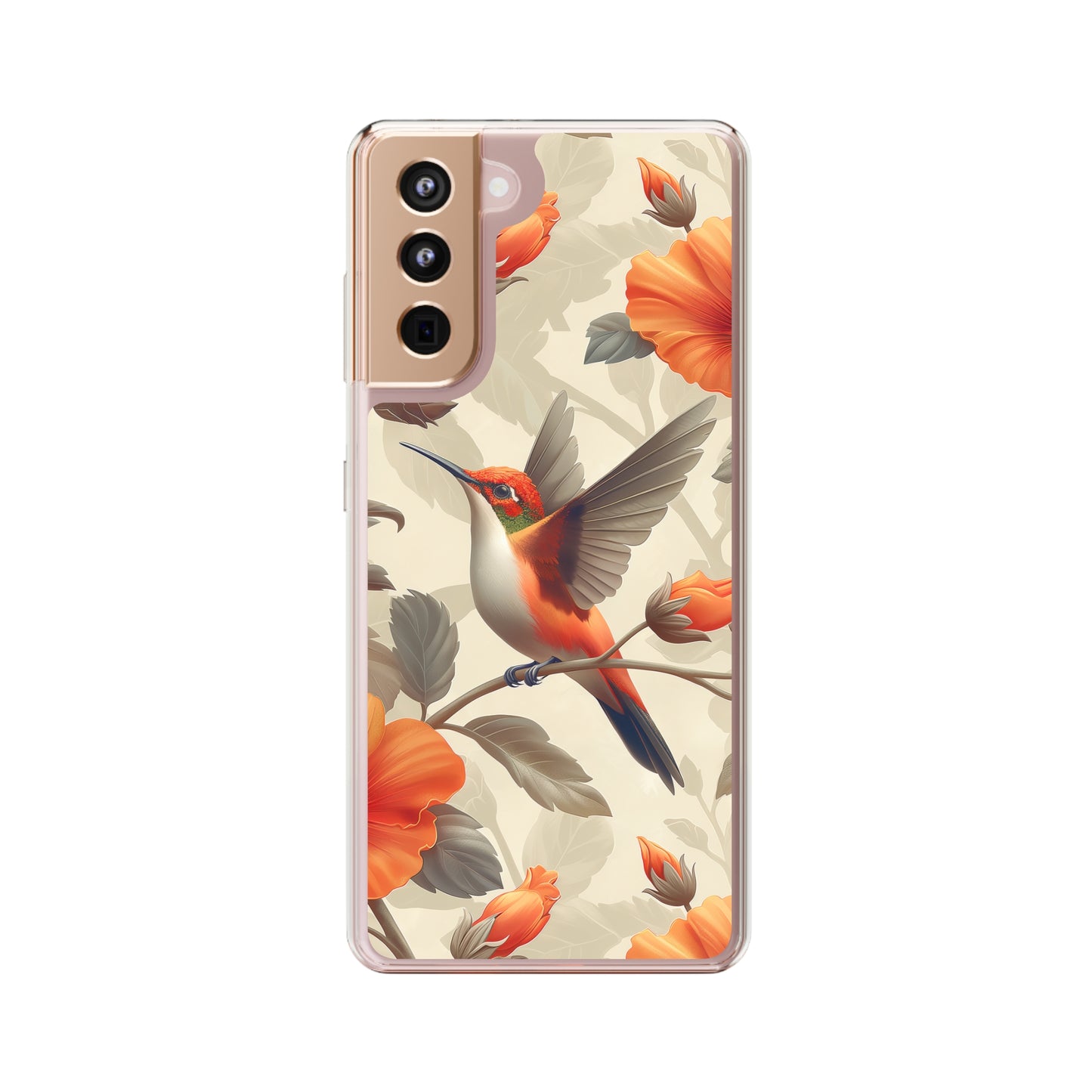 Clear Phone Cases Pastel Flowers Hummingbird