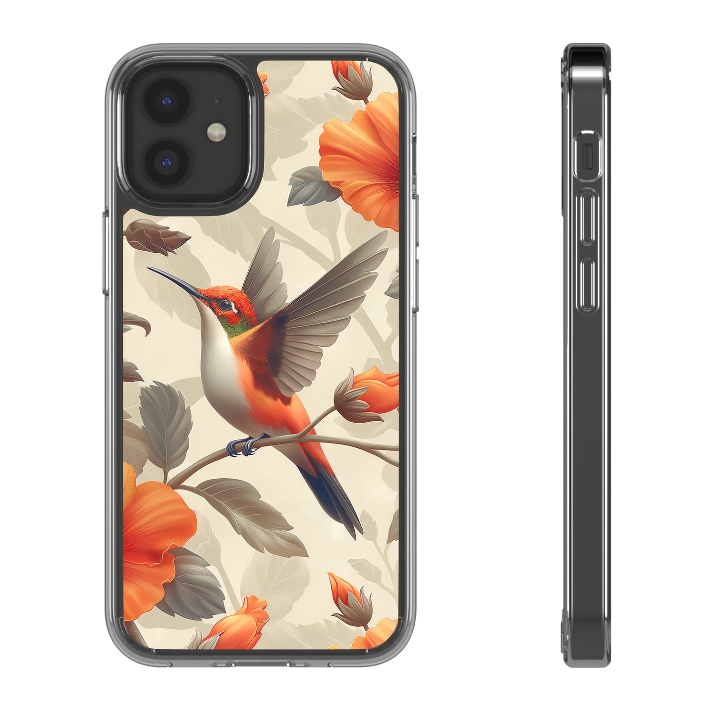 Clear Phone Cases Pastel Flowers Hummingbird