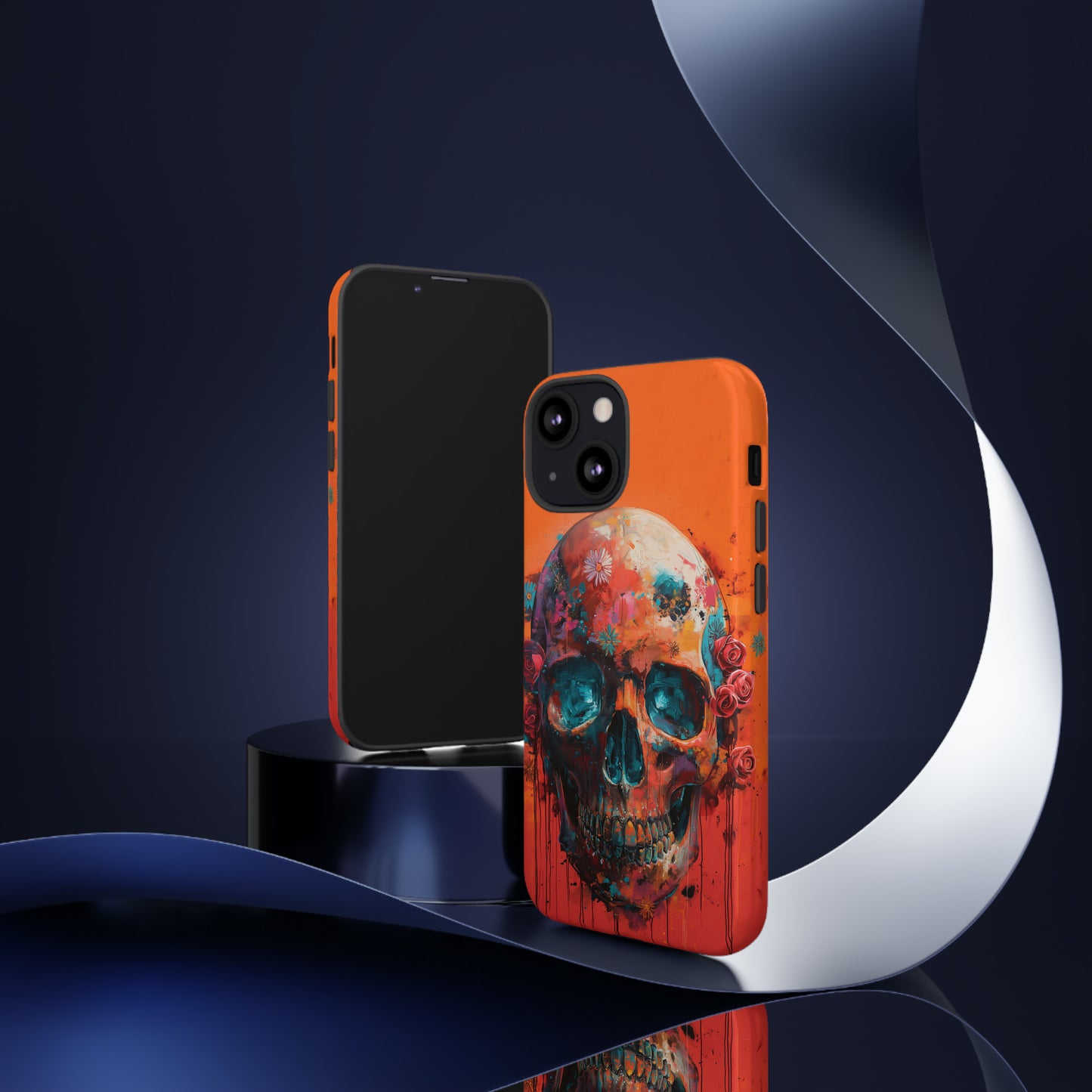 Tough Phone Case Orange Skull