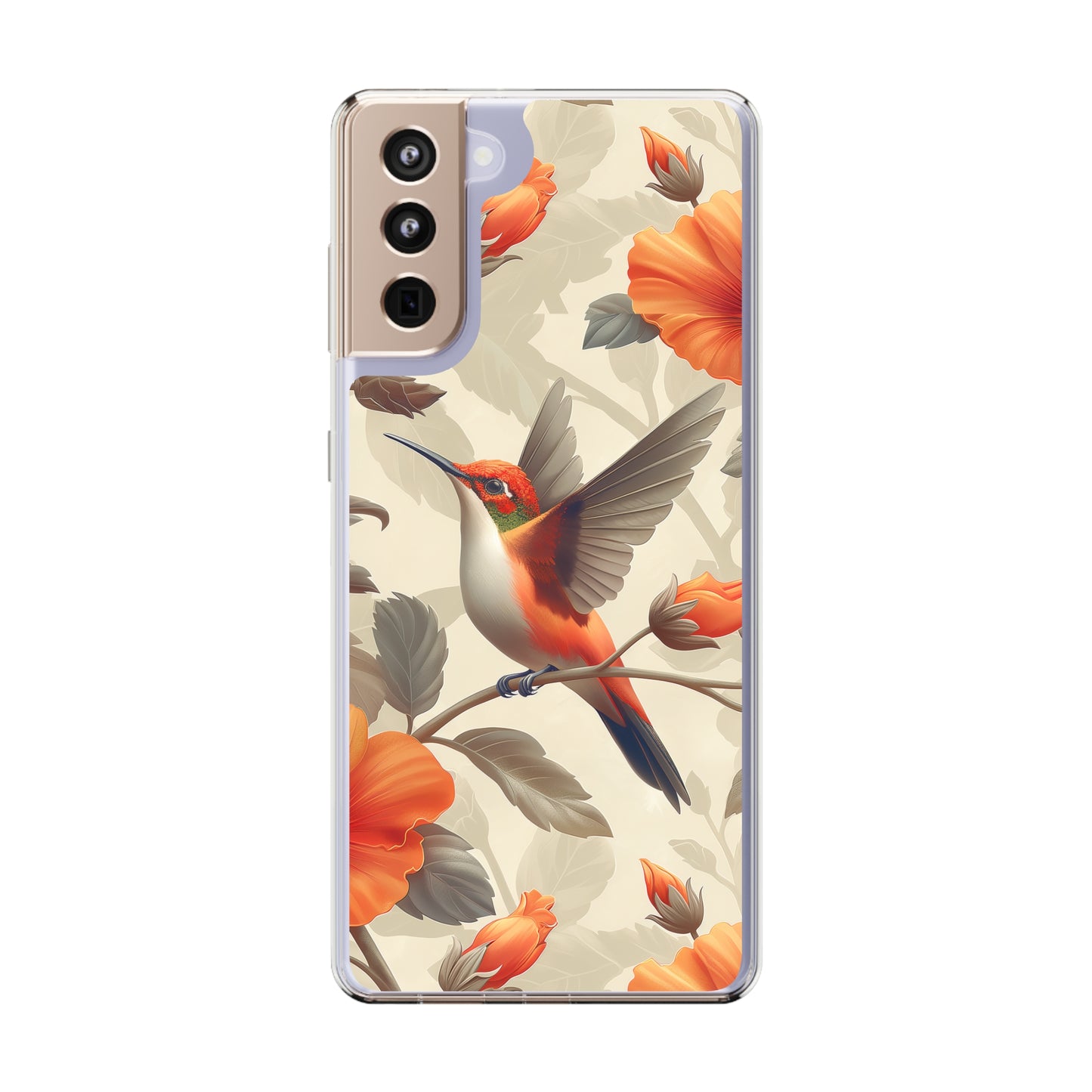 Clear Phone Cases Pastel Flowers Hummingbird