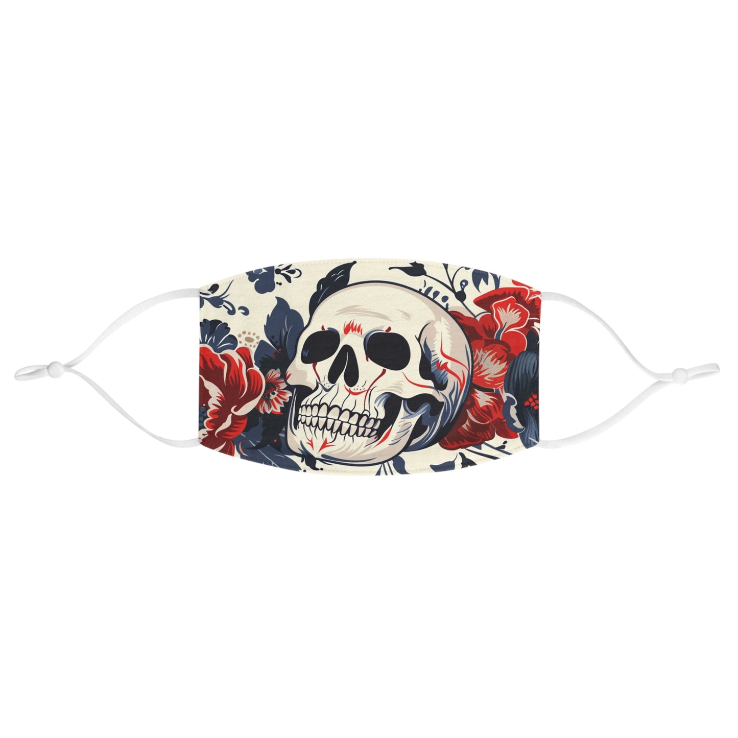 Fabric Face Mask Rose Skull Design