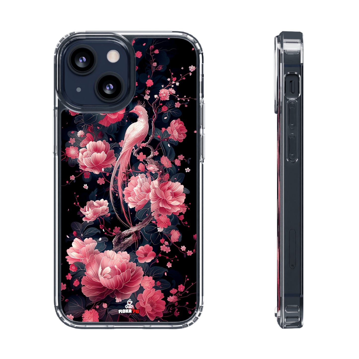 Clear Phone Cases Graphic Pink Bird