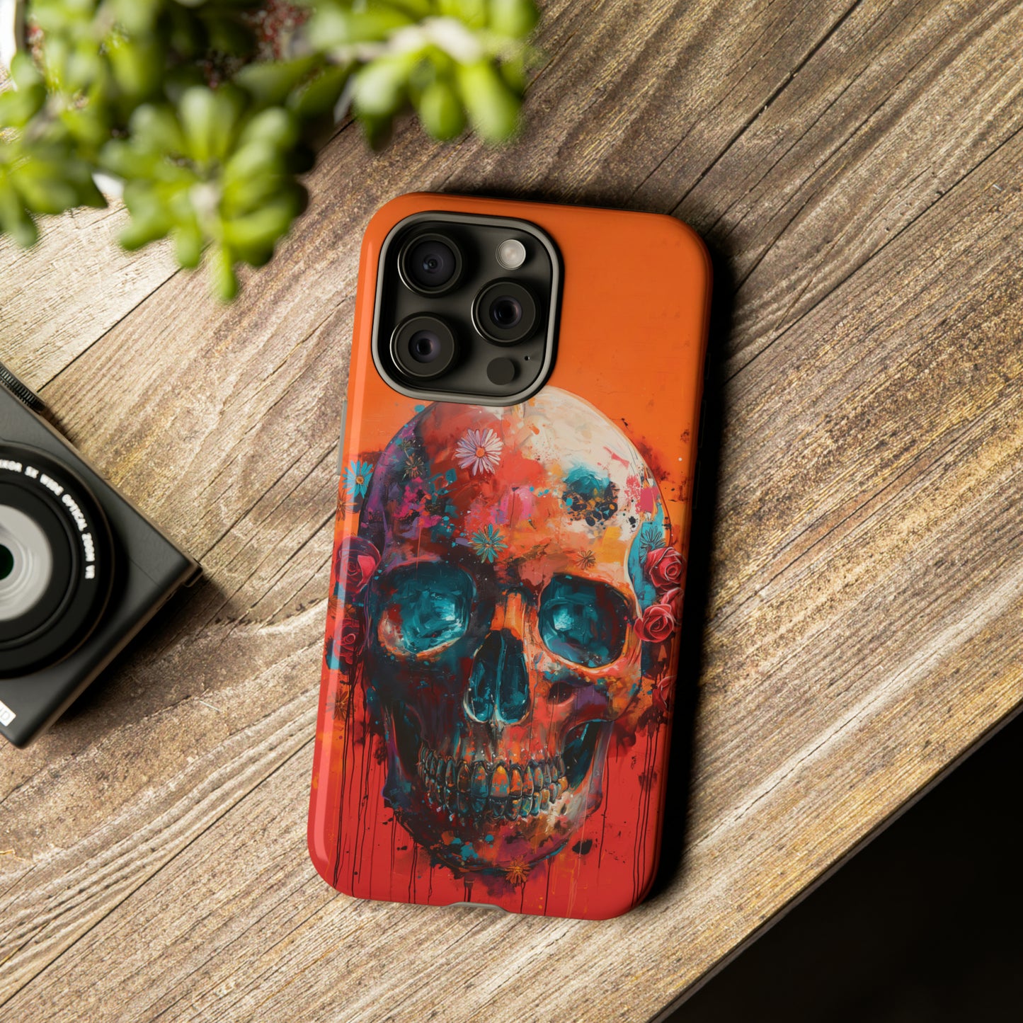 Tough Phone Case Orange Skull