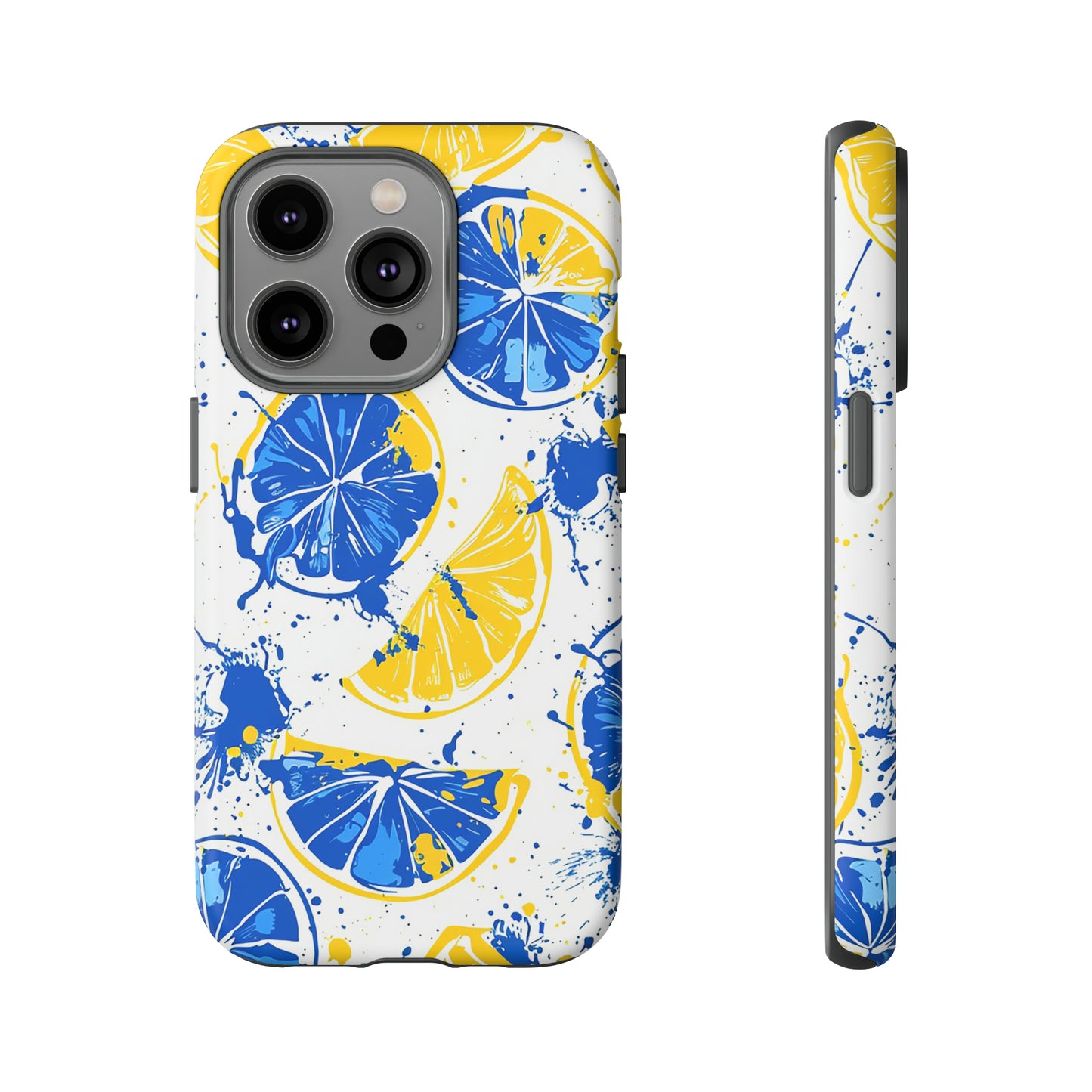 Tough Phone Case Lemon Blue and Yellow