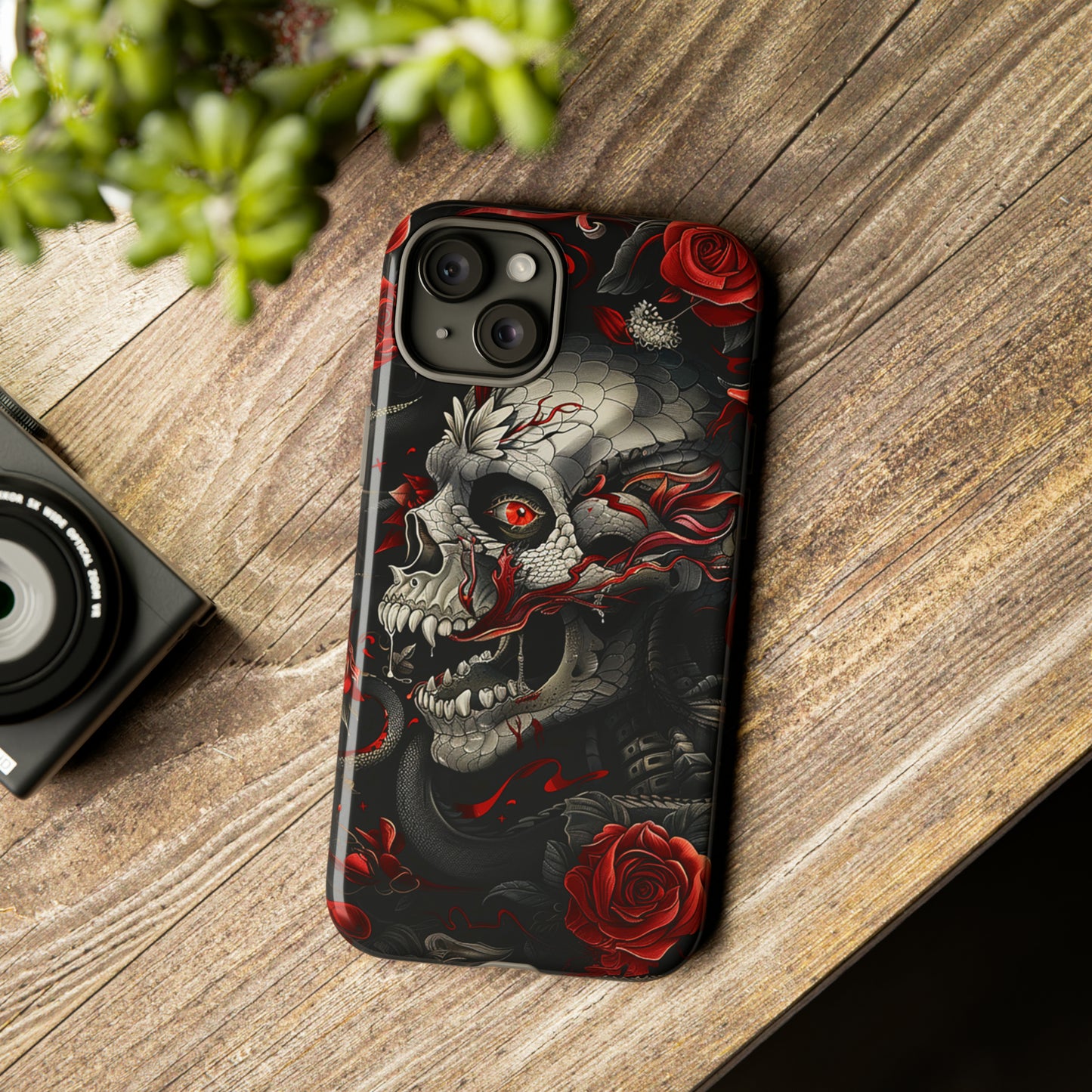 Tough Phone Case Skull and Rose 03