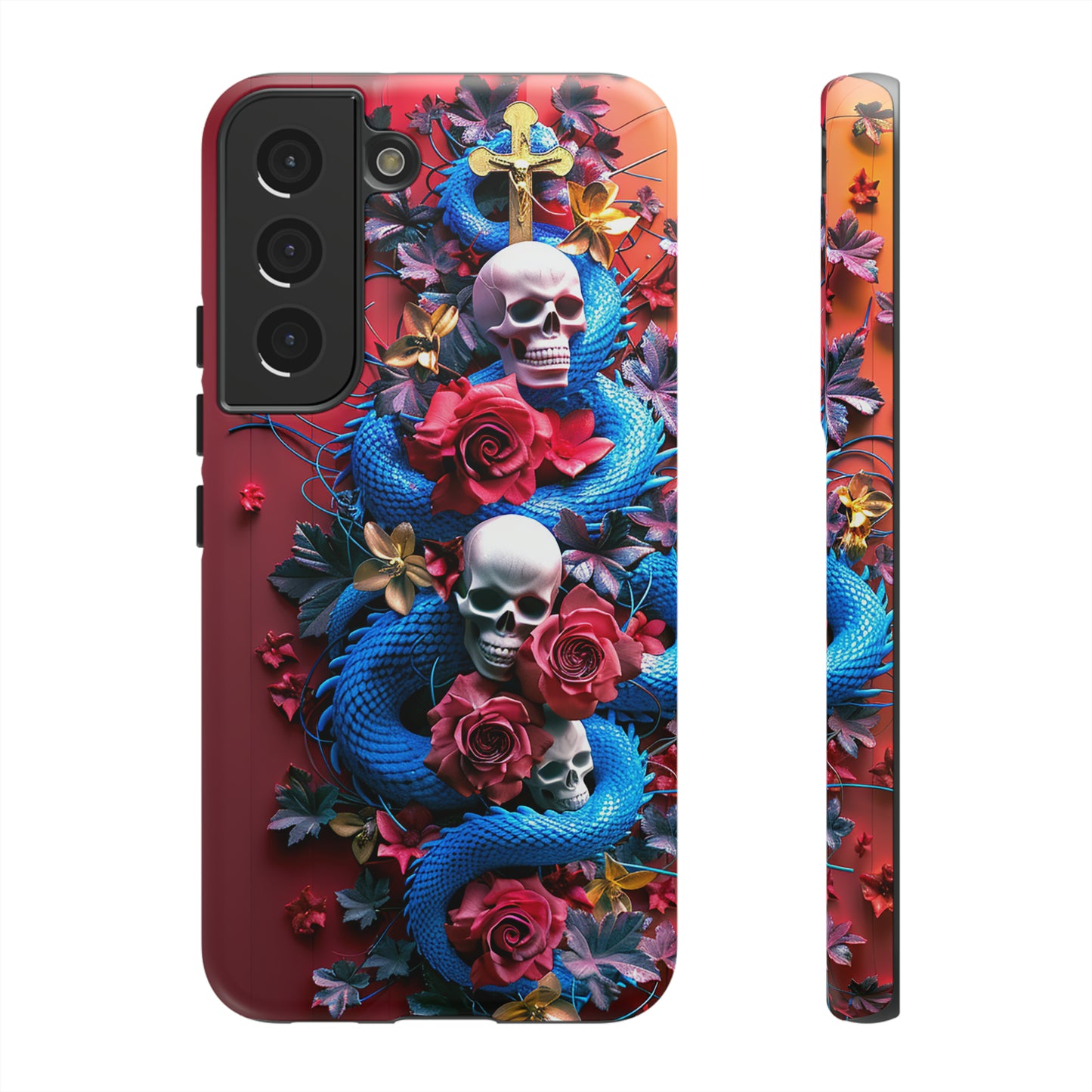 Tough Phone Case Skull and Snake