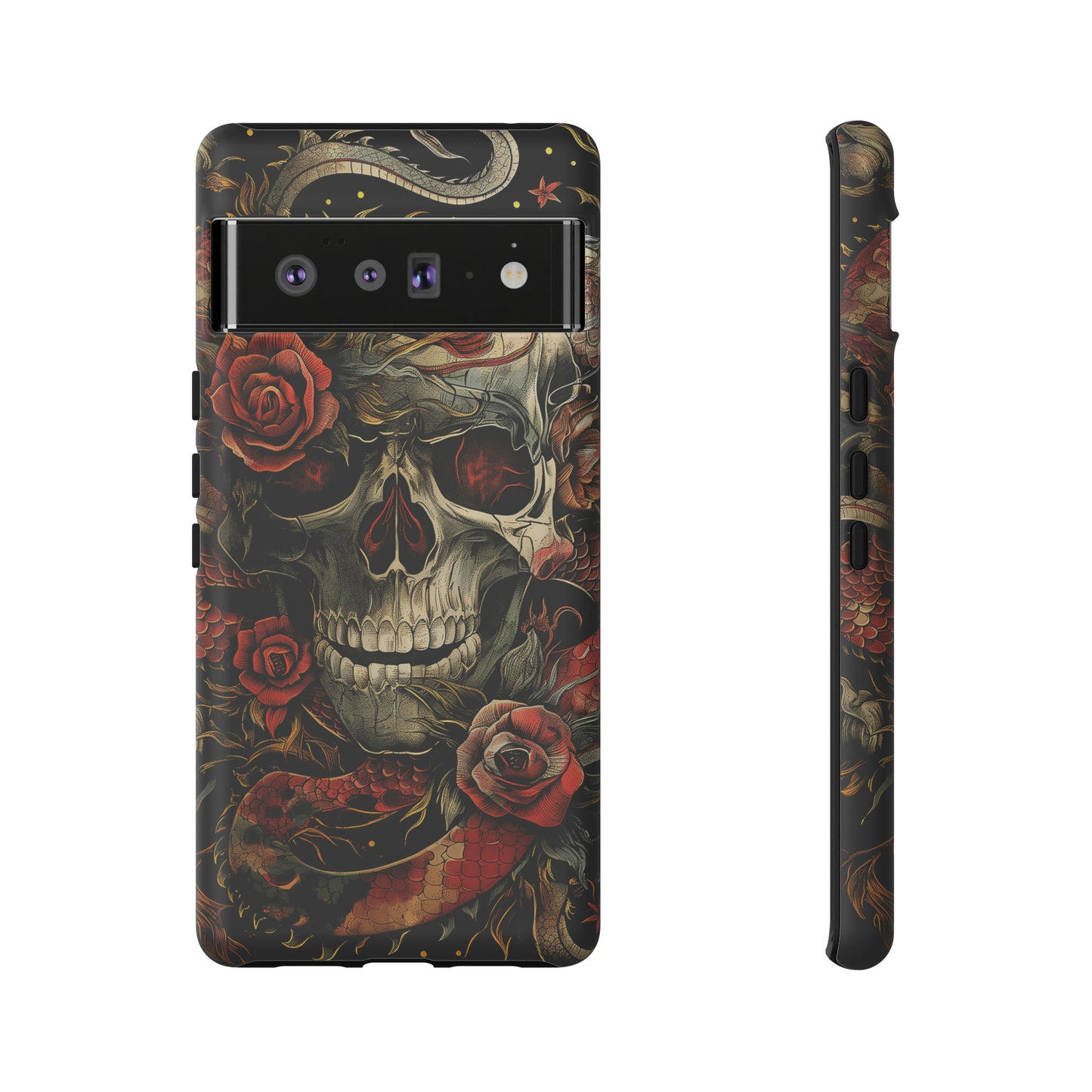 Tough Phone Case Skull and Rose 02