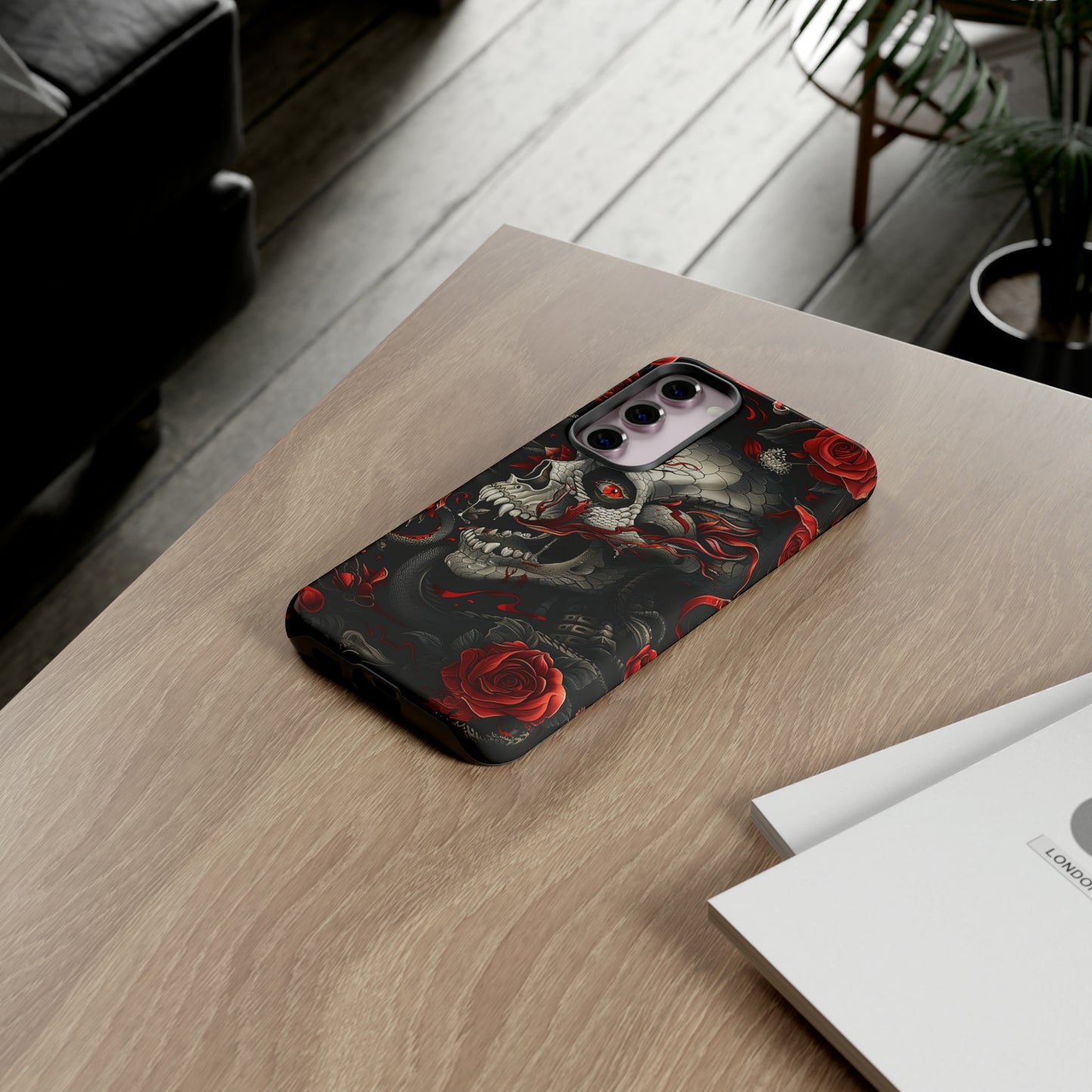 Tough Phone Case Skull and Rose 03