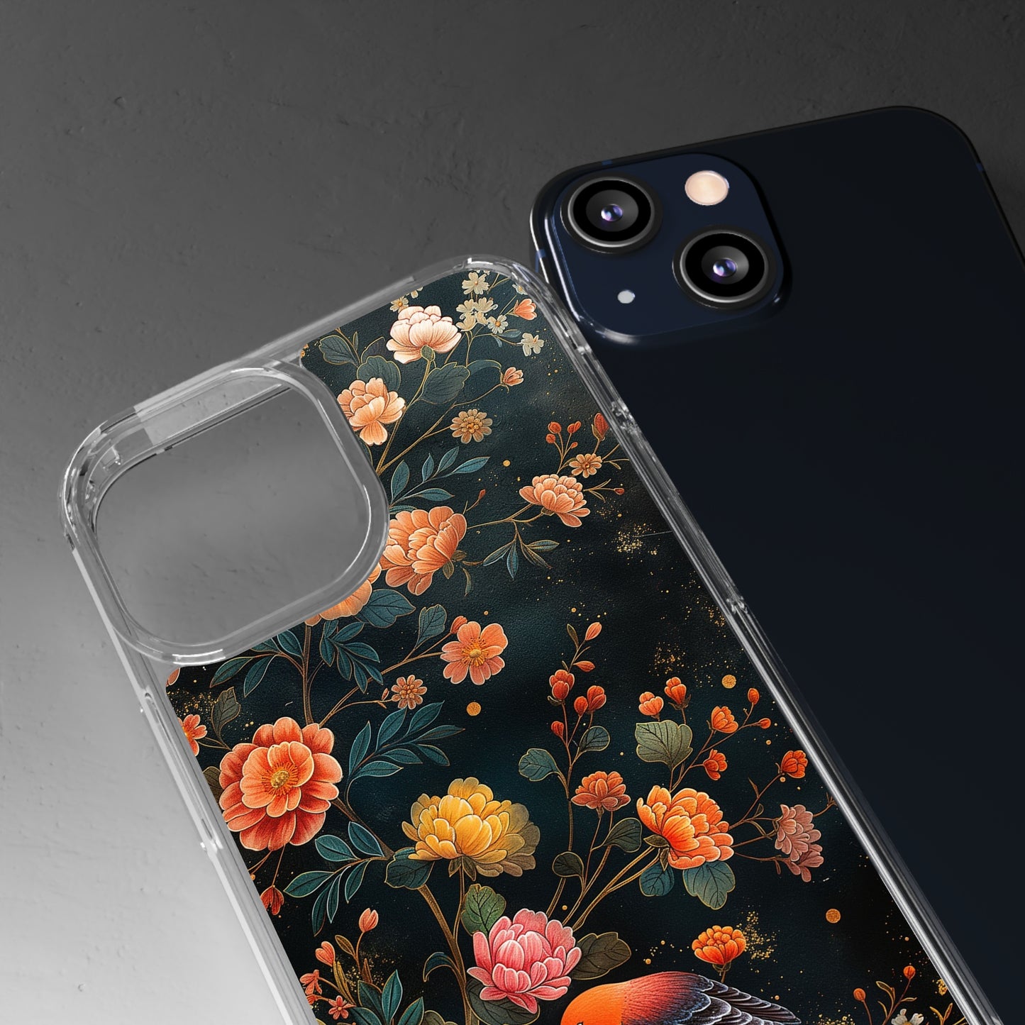 Clear Phone Cases Flower Bird Design