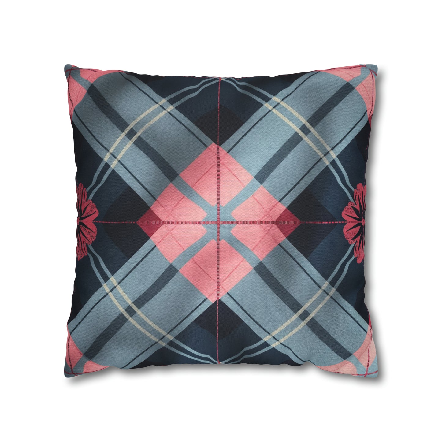 Spun Polyester Square Pillow Blue Pink