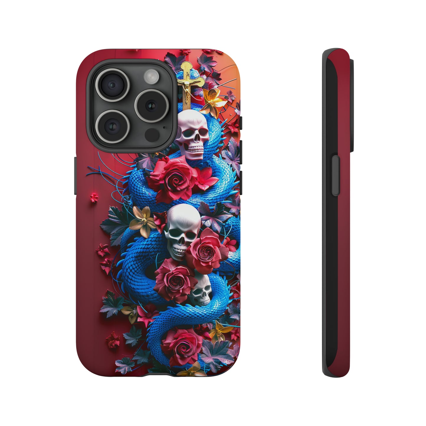 Tough Phone Case Skull and Snake