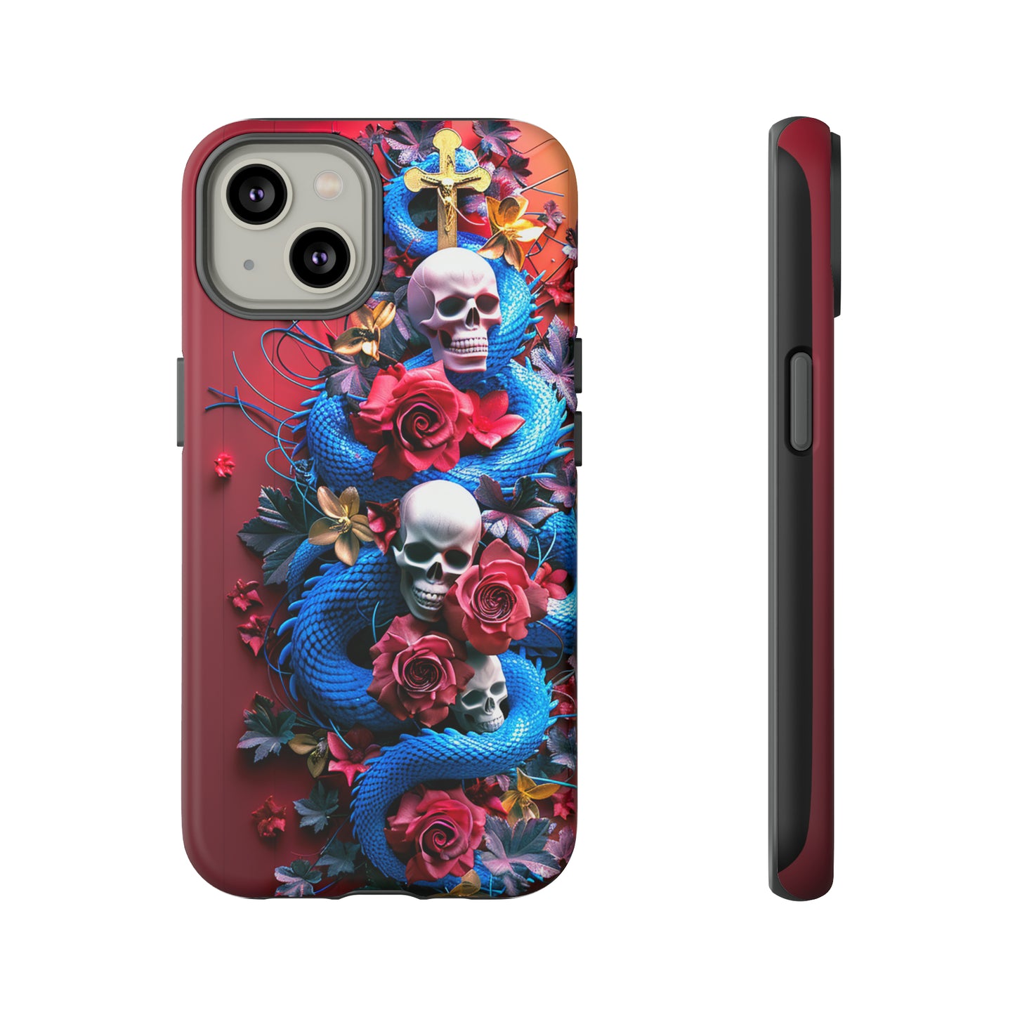 Tough Phone Case Skull and Snake