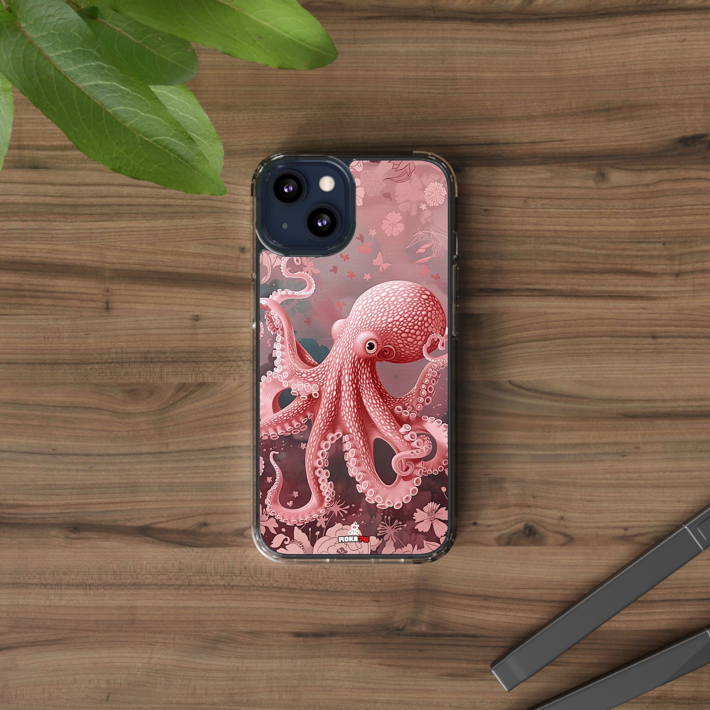 Clear Phone Cases Pink Octopus