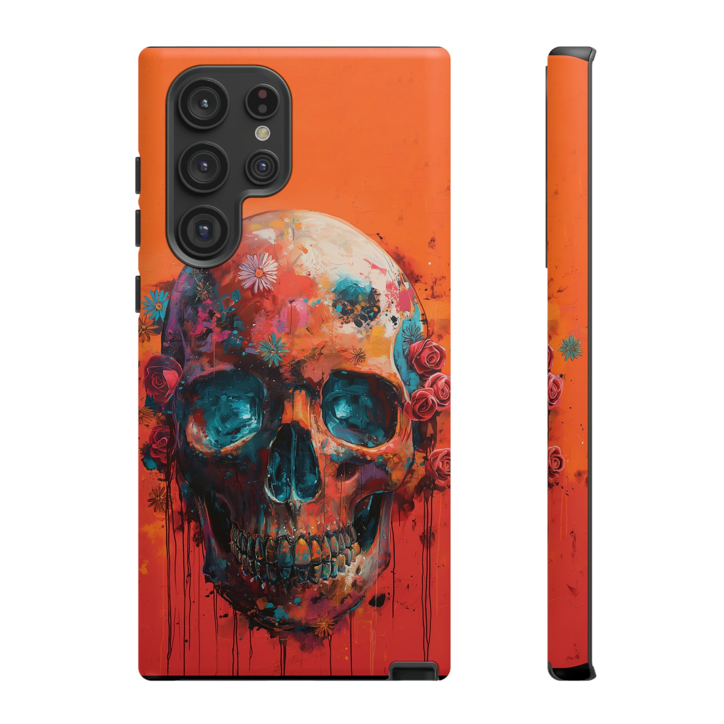 Tough Phone Case Orange Skull