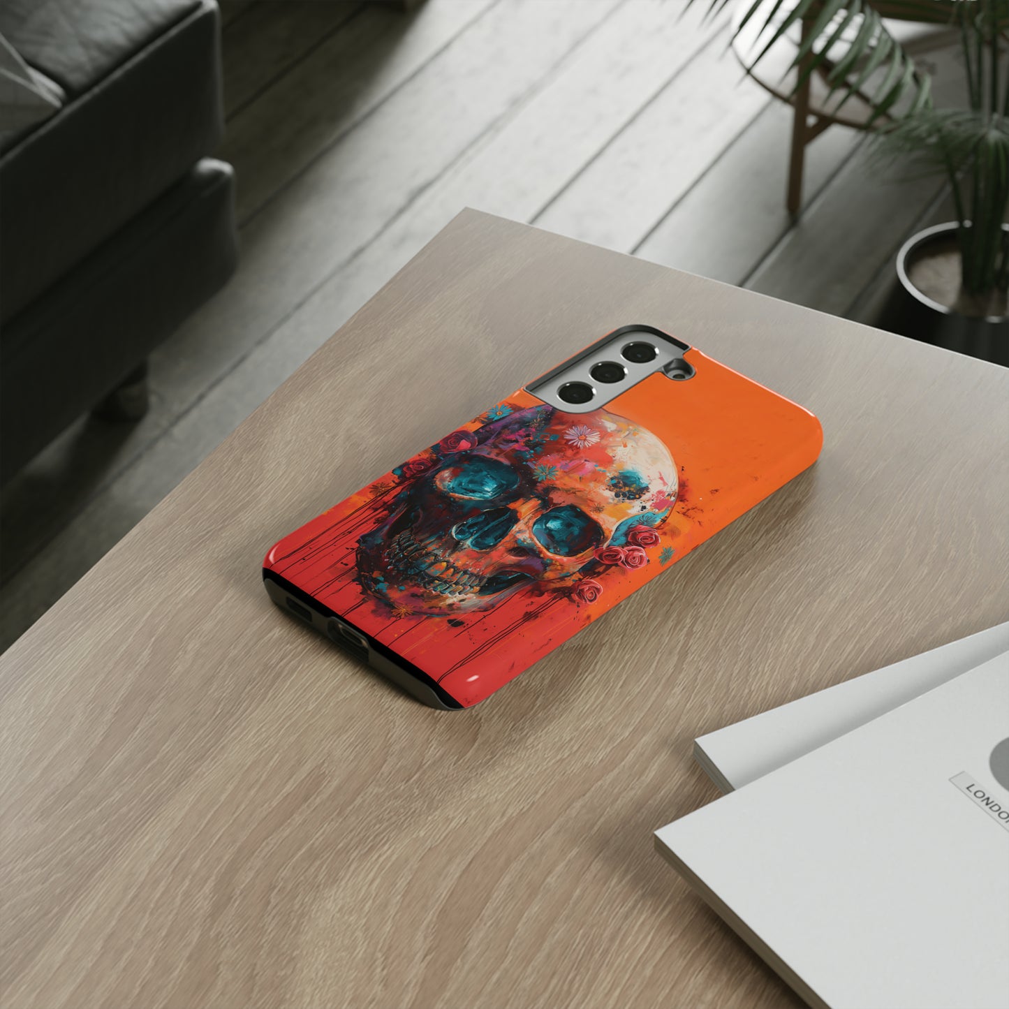 Tough Phone Case Orange Skull