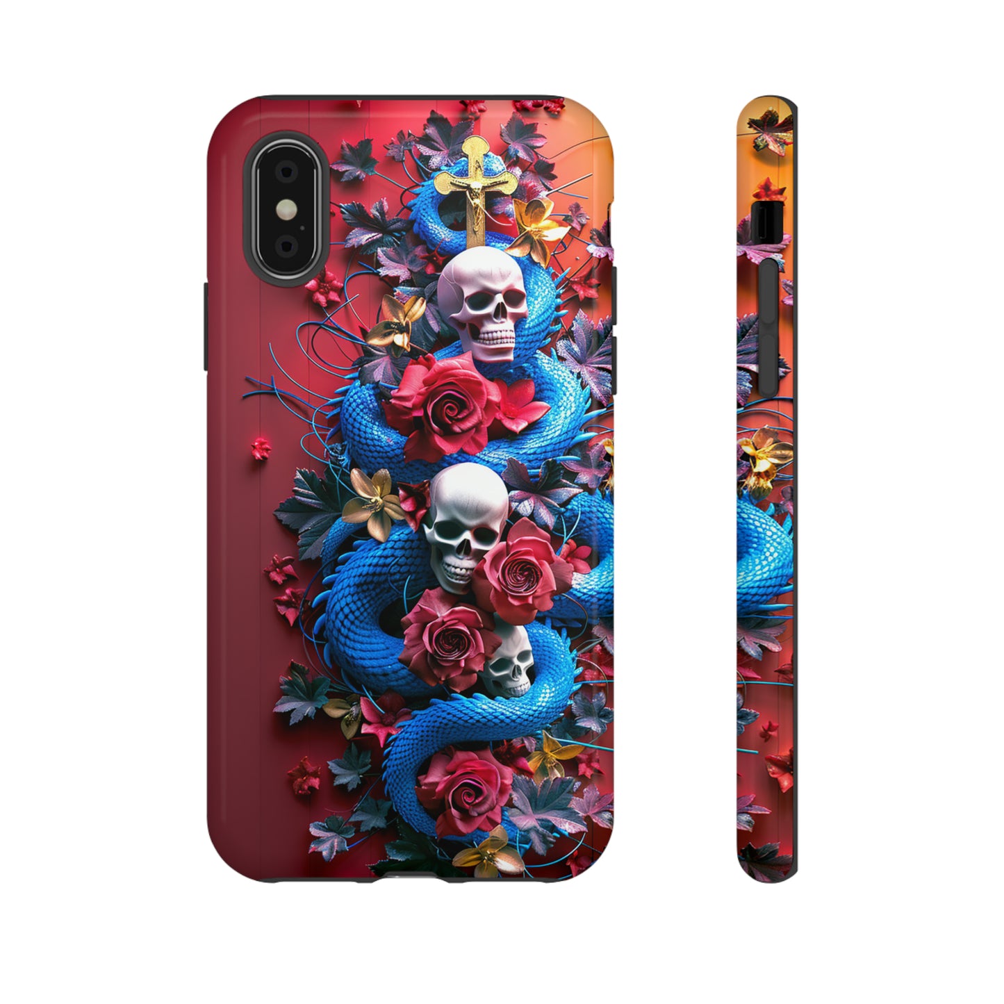 Tough Phone Case Skull and Snake