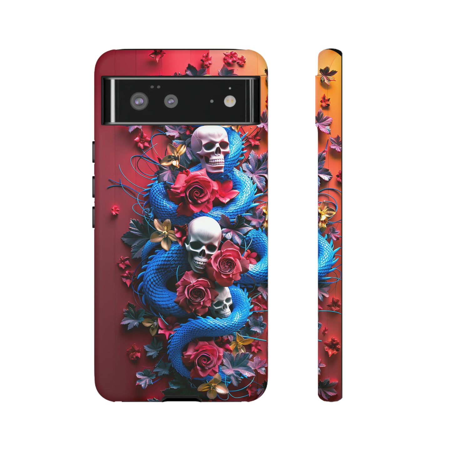 Tough Phone Case Skull and Snake