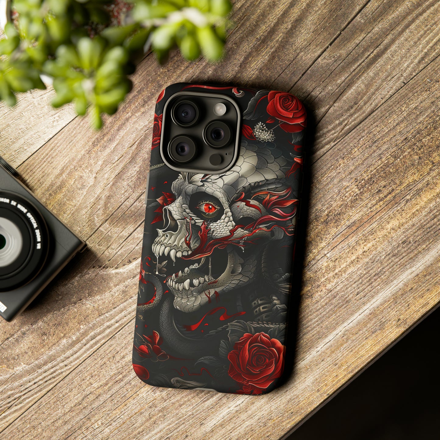 Tough Phone Case Skull and Rose 03