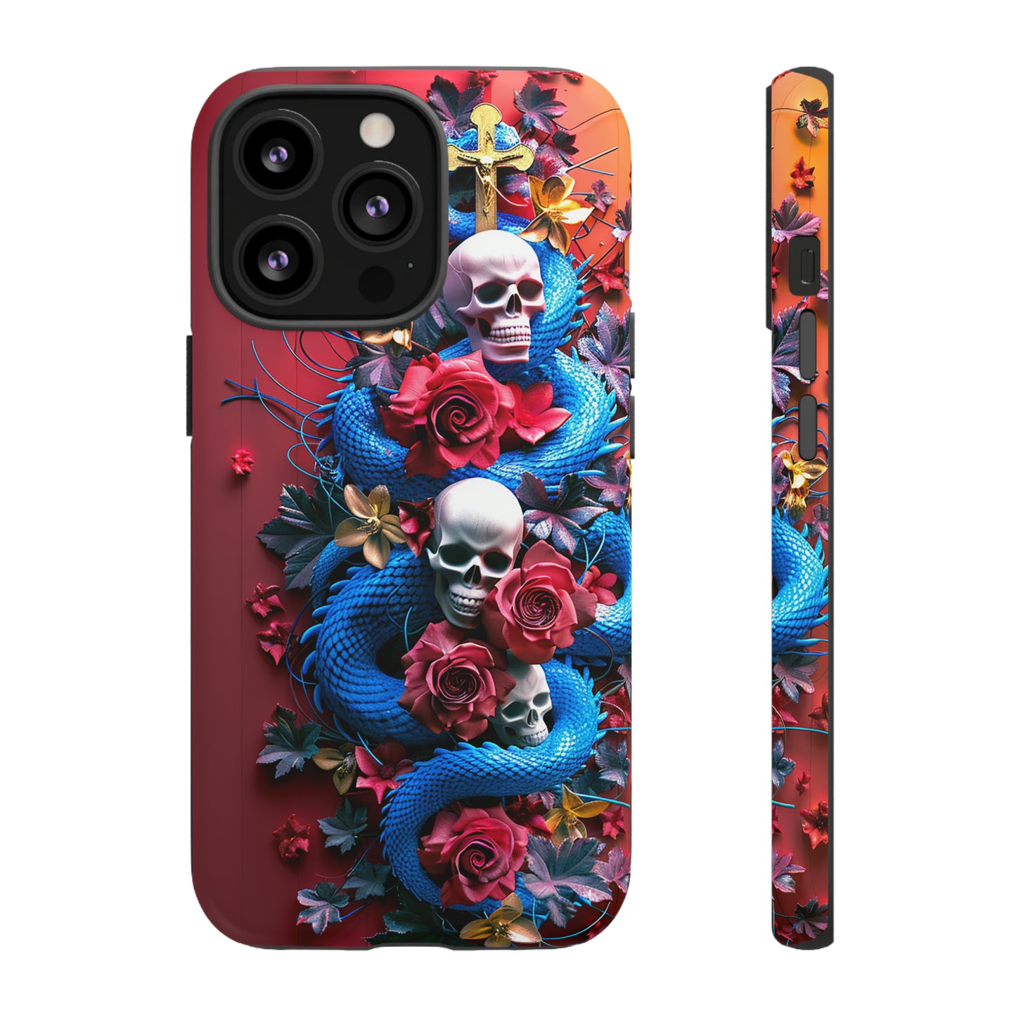 Tough Phone Case Skull and Snake