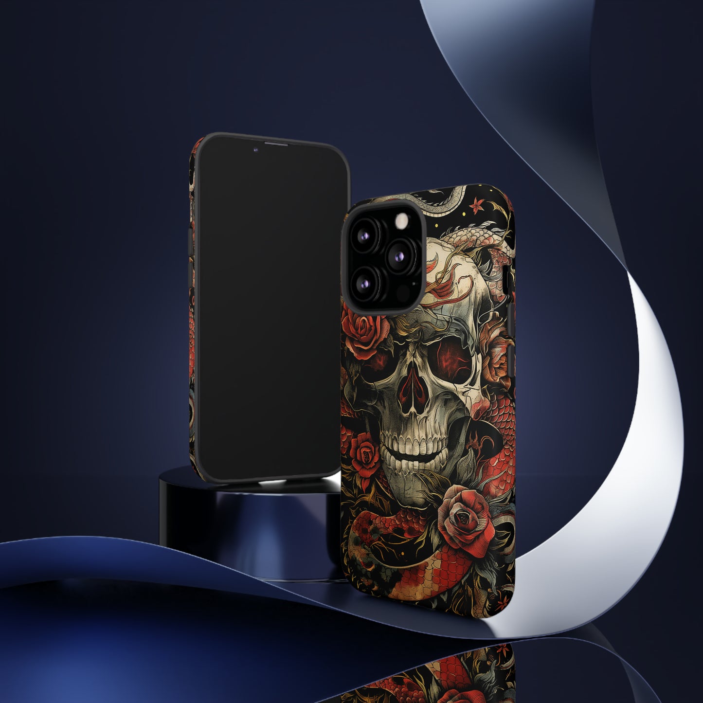 Tough Phone Case Skull and Rose 02