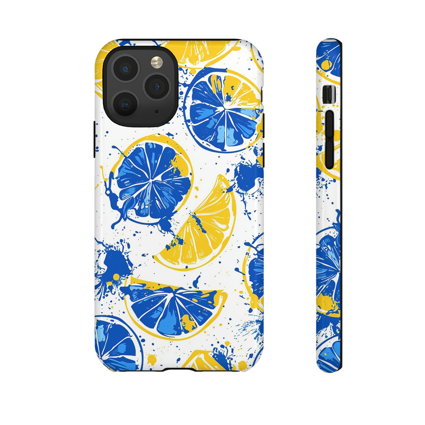 Tough Phone Case Lemon Blue and Yellow