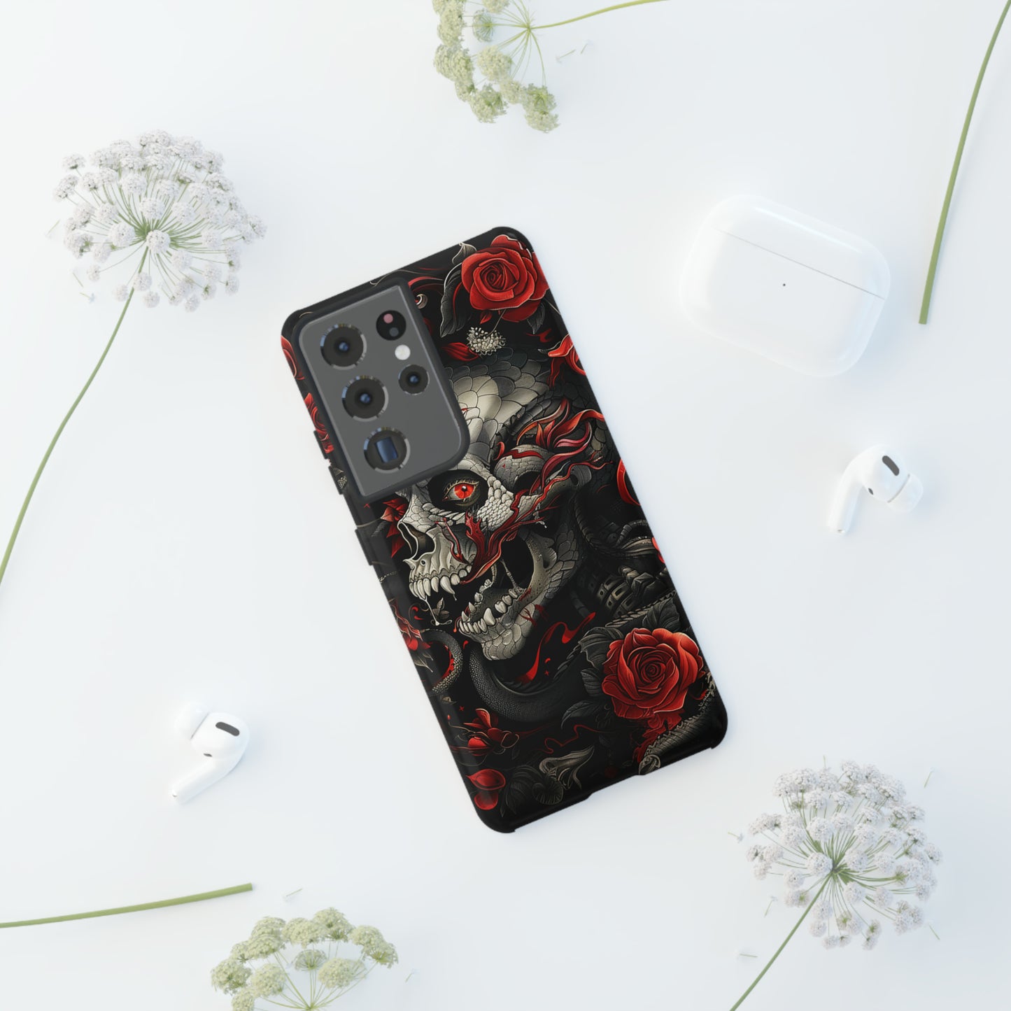 Tough Phone Case Skull and Rose 03