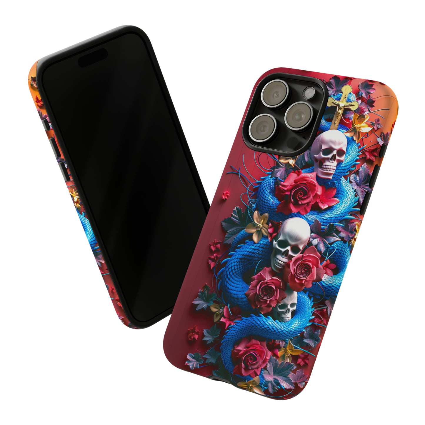 Tough Phone Case Skull and Snake