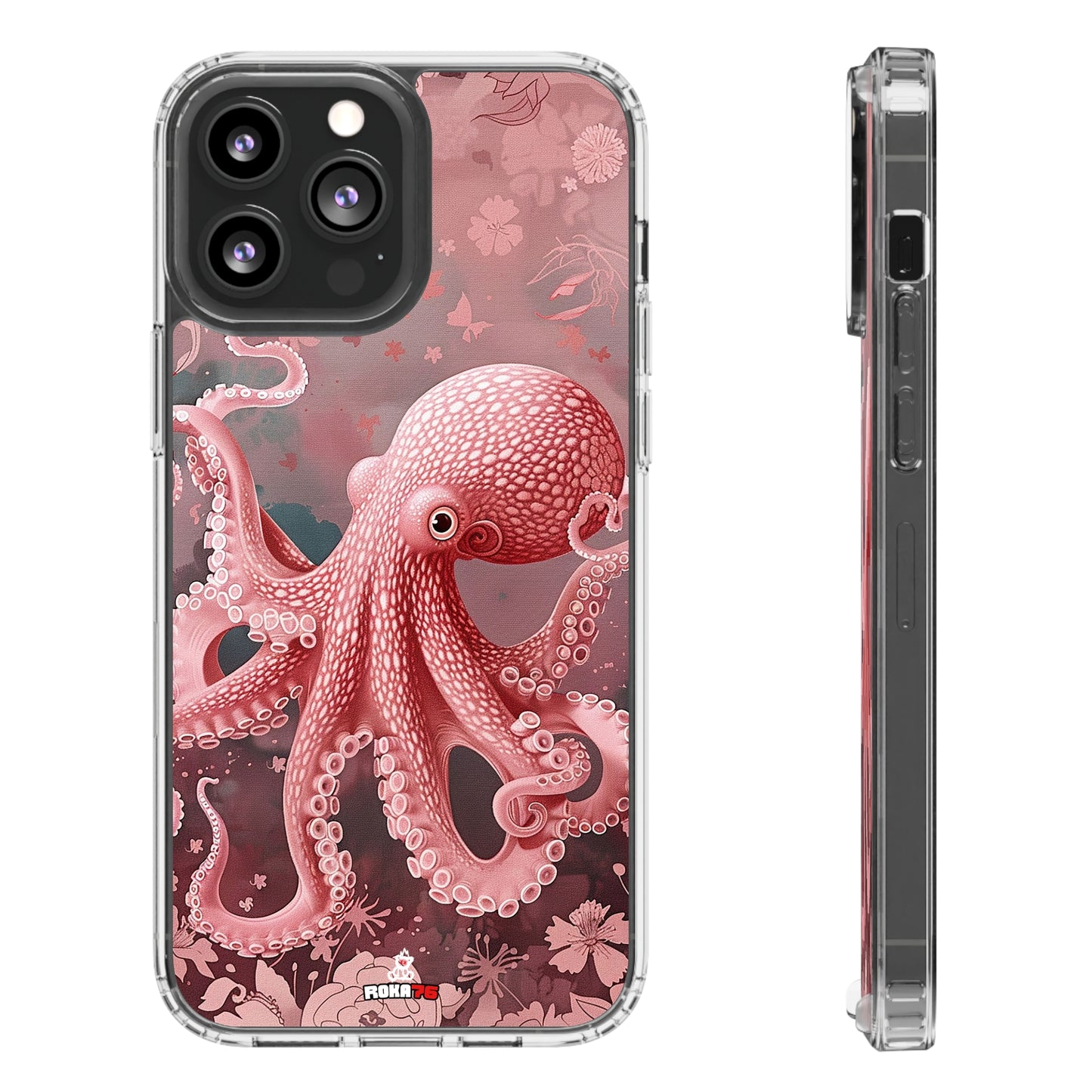 Clear Phone Cases Pink Octopus