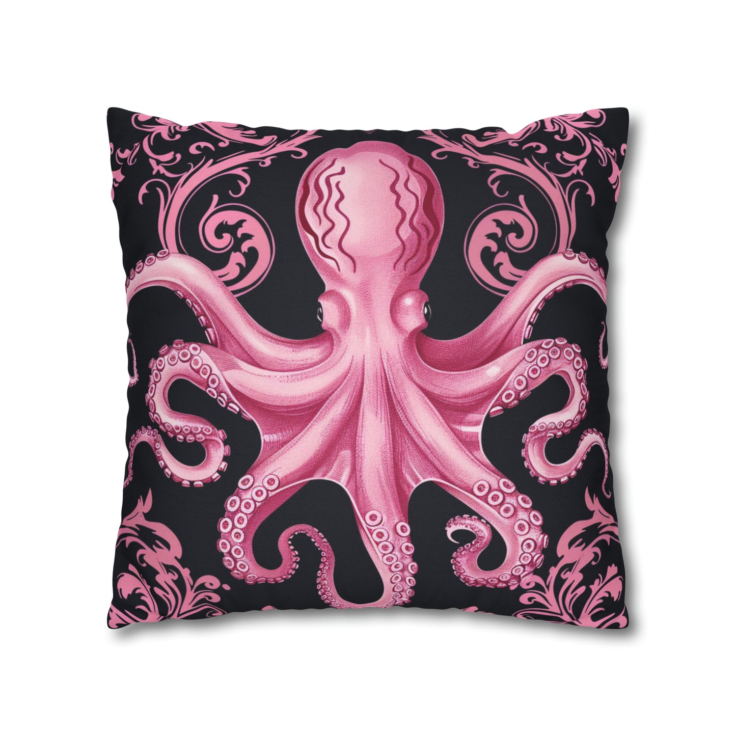 Spun Polyester Square Pillow Pink Octopus