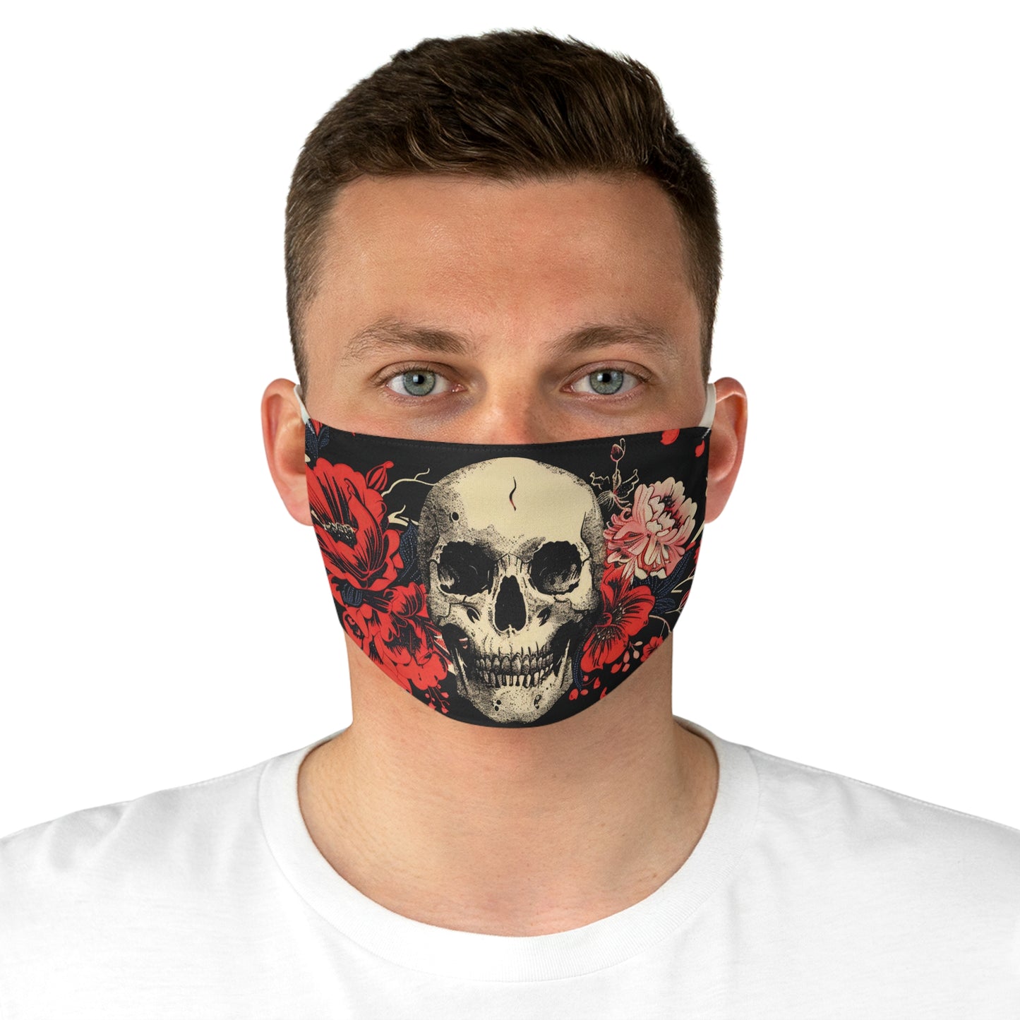 Fabric Face Mask Rose Skull Design