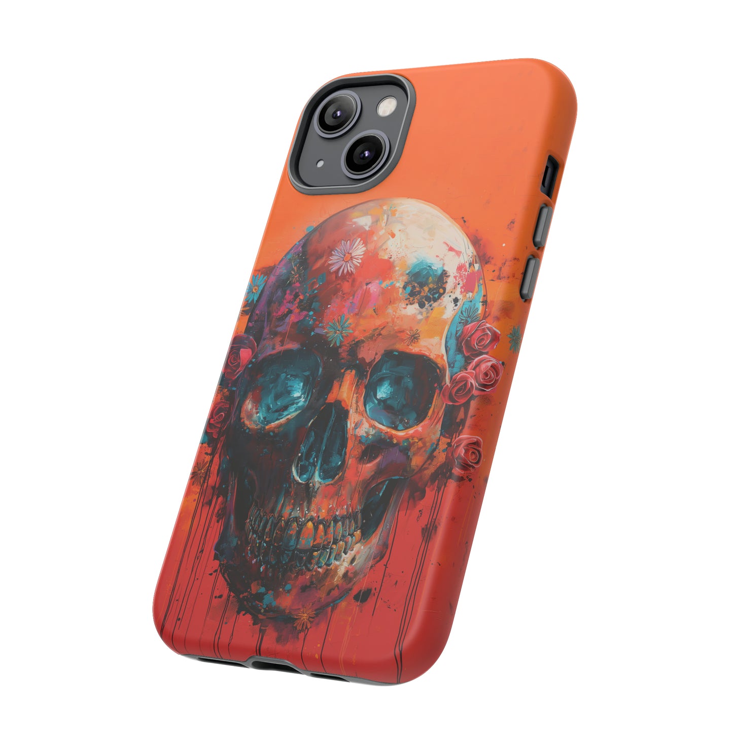 Tough Phone Case Orange Skull