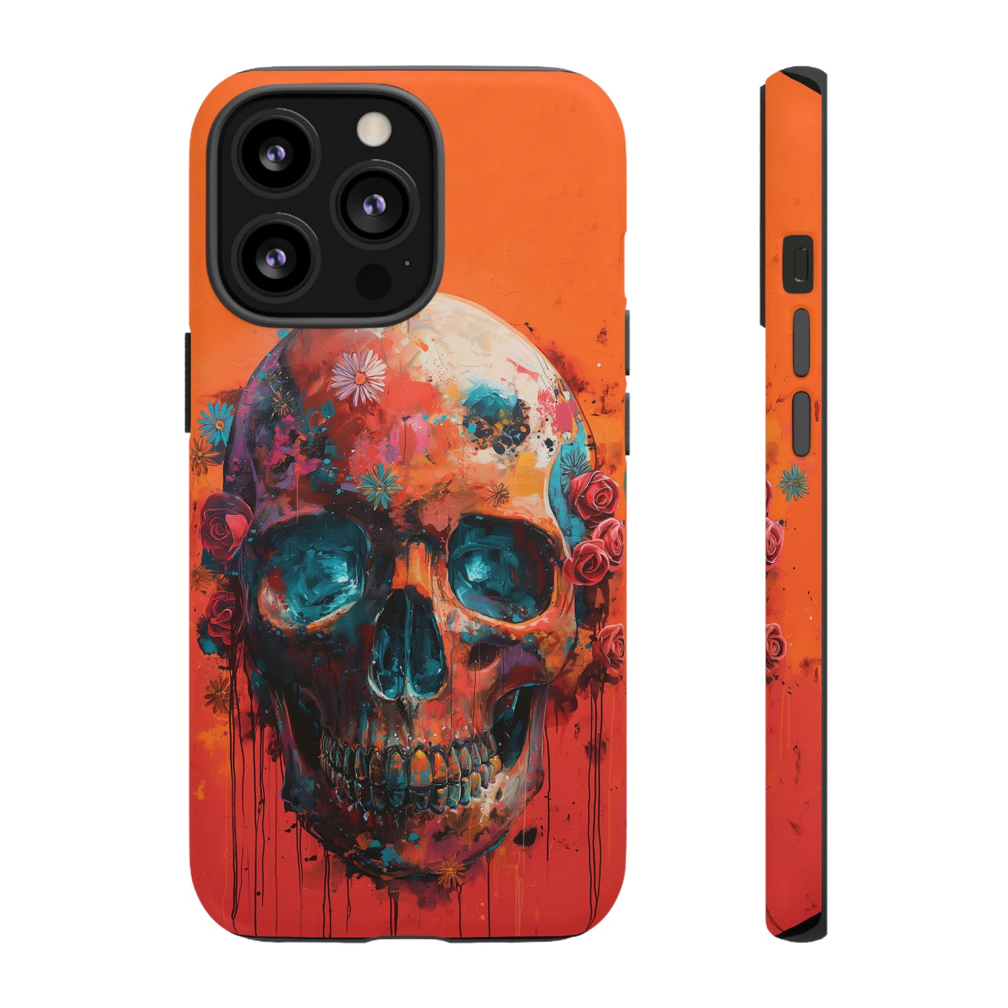 Tough Phone Case Orange Skull