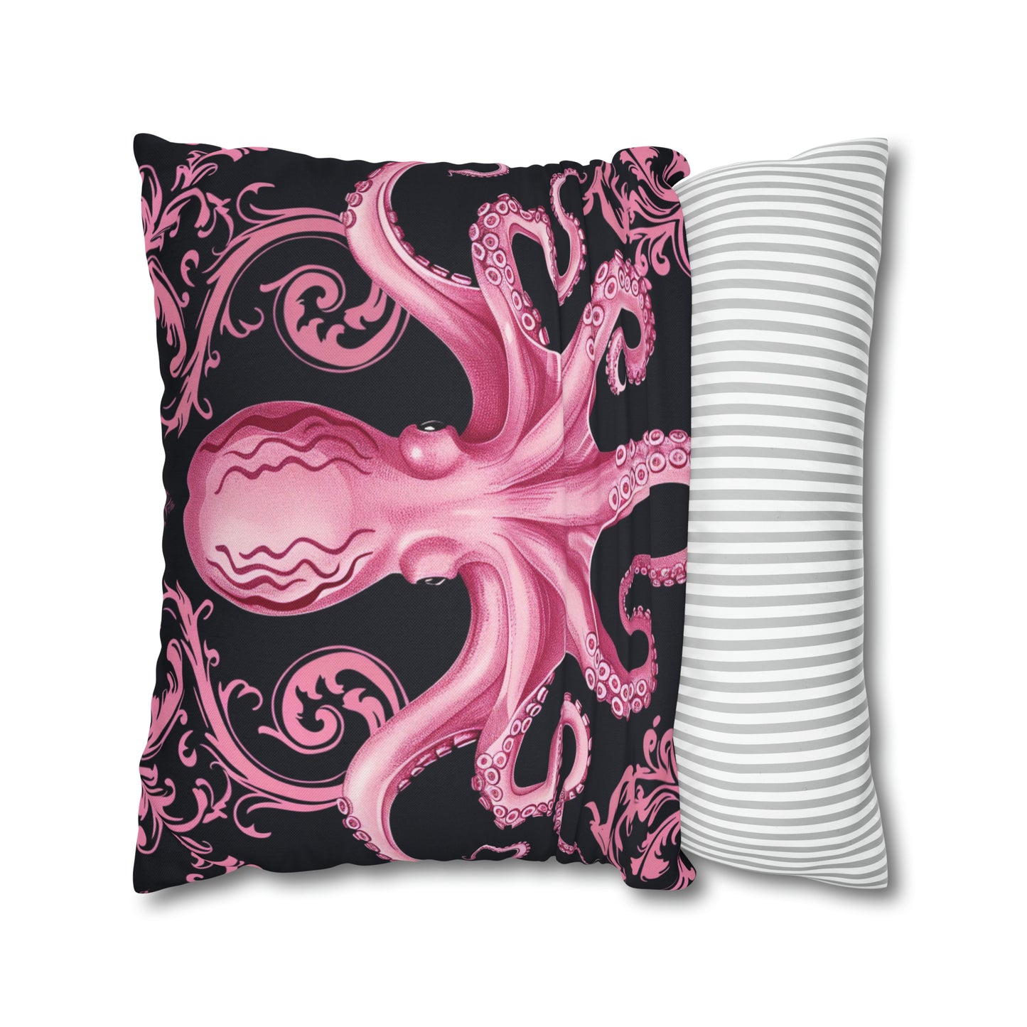 Spun Polyester Square Pillow Pink Octopus