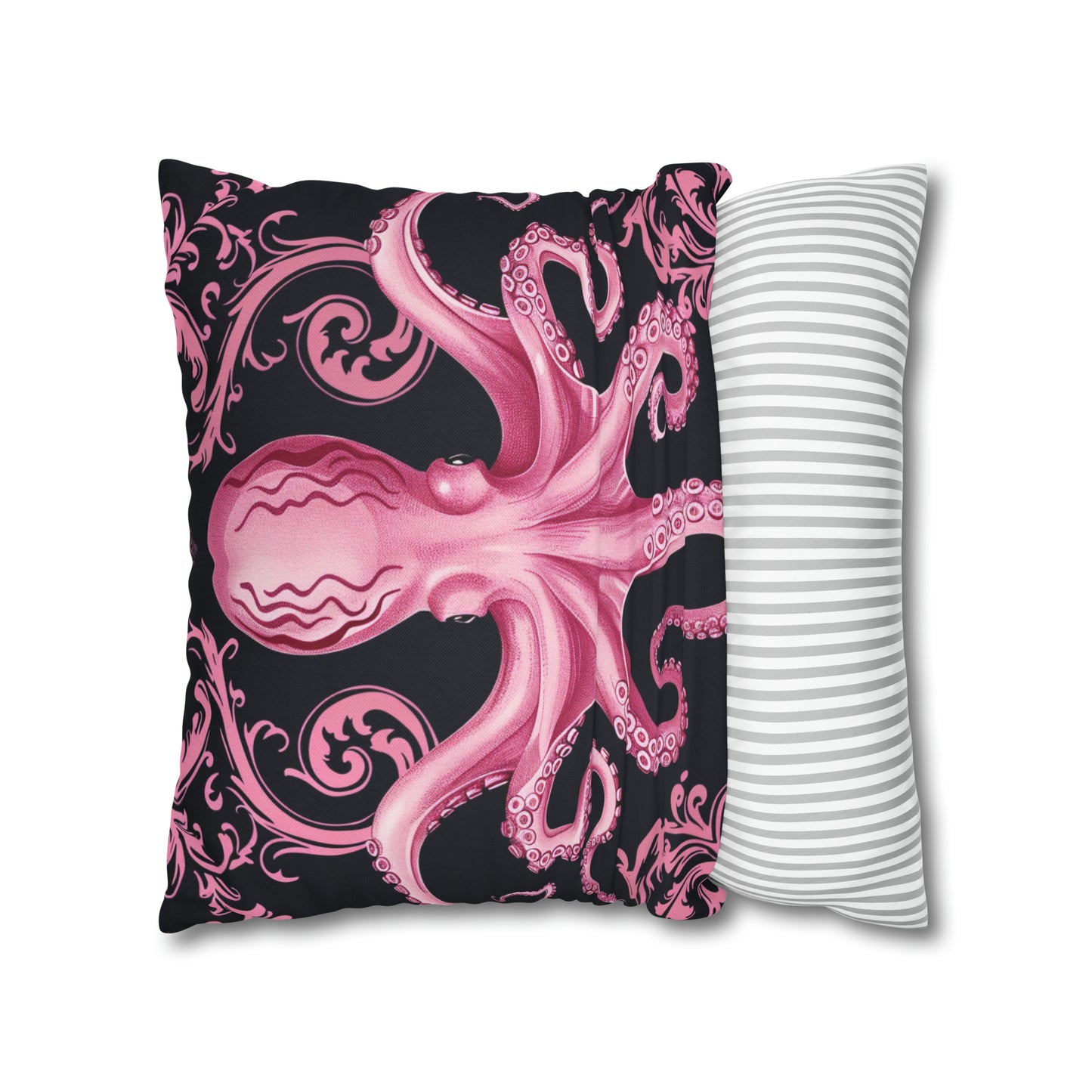 Spun Polyester Square Pillow Pink Octopus