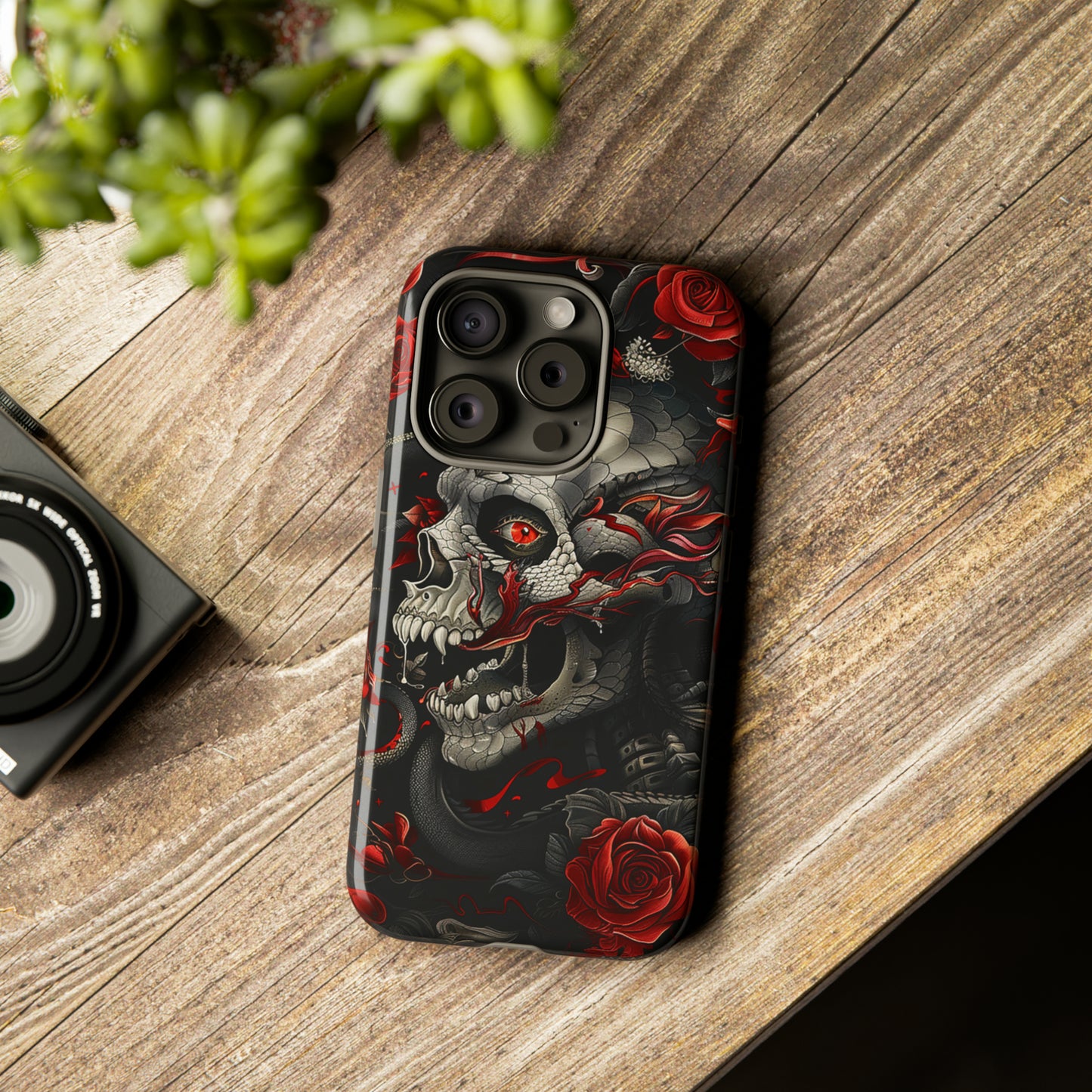 Tough Phone Case Skull and Rose 03