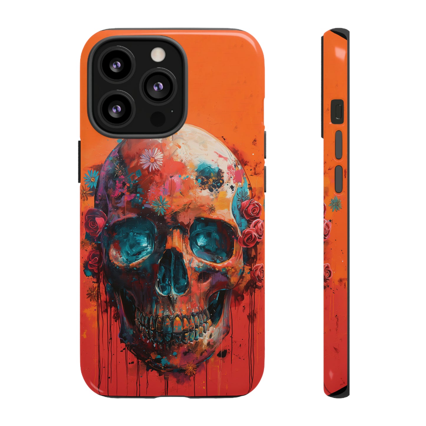 Tough Phone Case Orange Skull