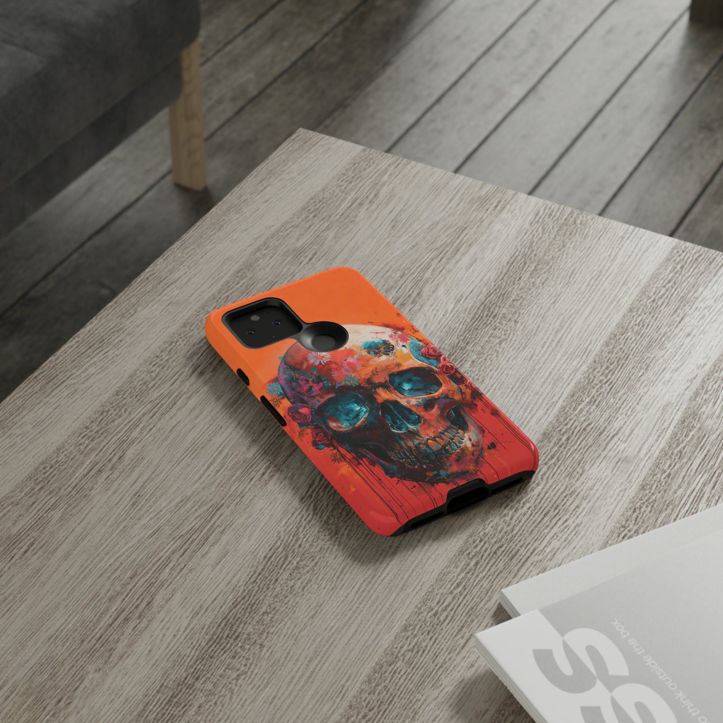 Tough Phone Case Orange Skull