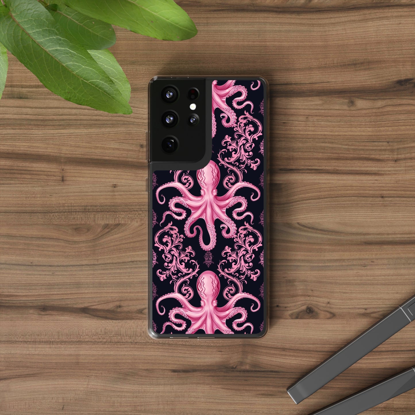 Clear Phone Cases Pink Octopus