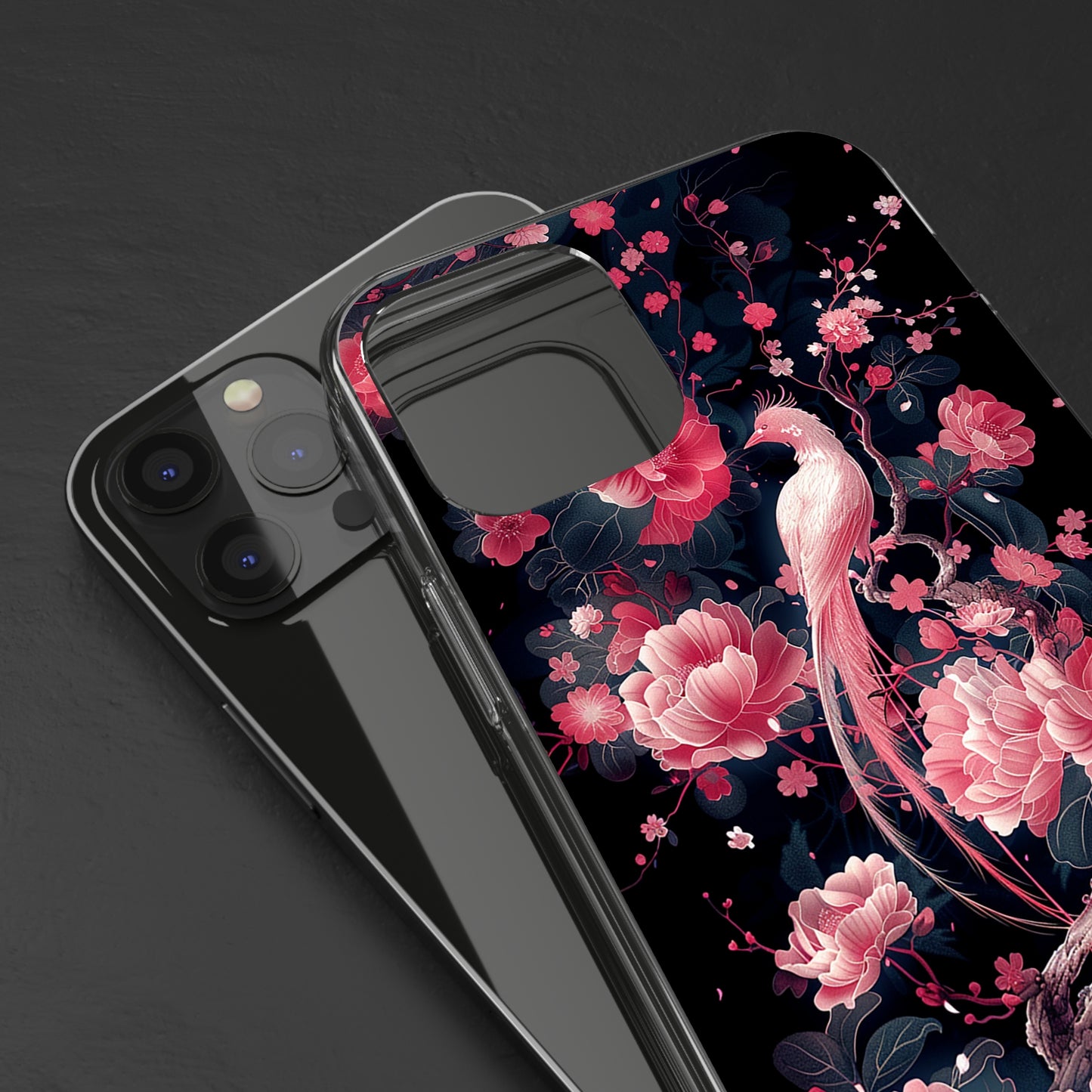 Clear Phone Cases Graphic Pink Bird