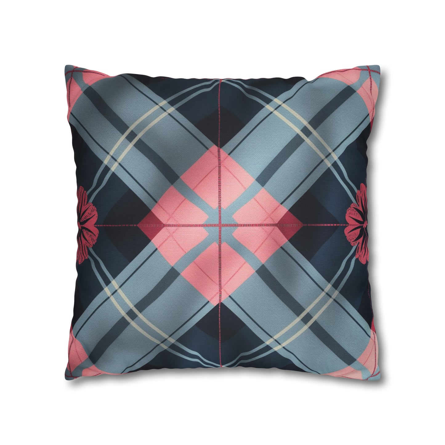 Spun Polyester Square Pillow Blue Pink